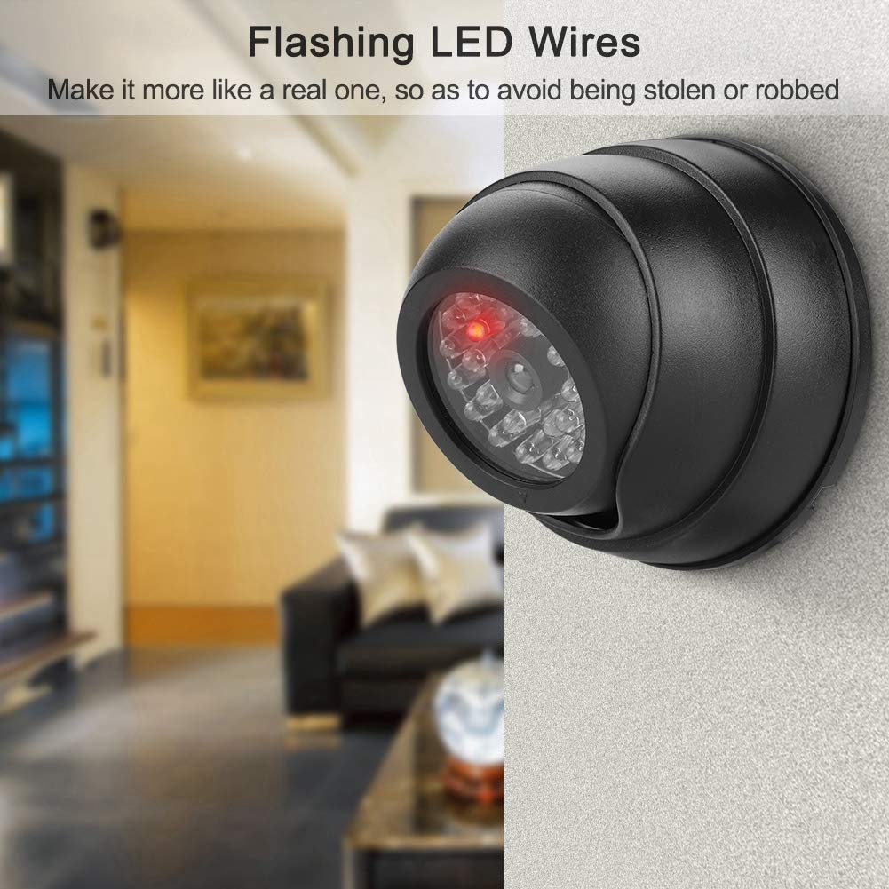 Saluaqui Dummy Fake Security Camera with IR LEDs - Dome Style CCTV Surveillance Camera for Indoor & Outdoor Use - Home & Business Security Deterrent - Black (Ideal for Theft Prevention in Stores, Offices & Residential Areas)