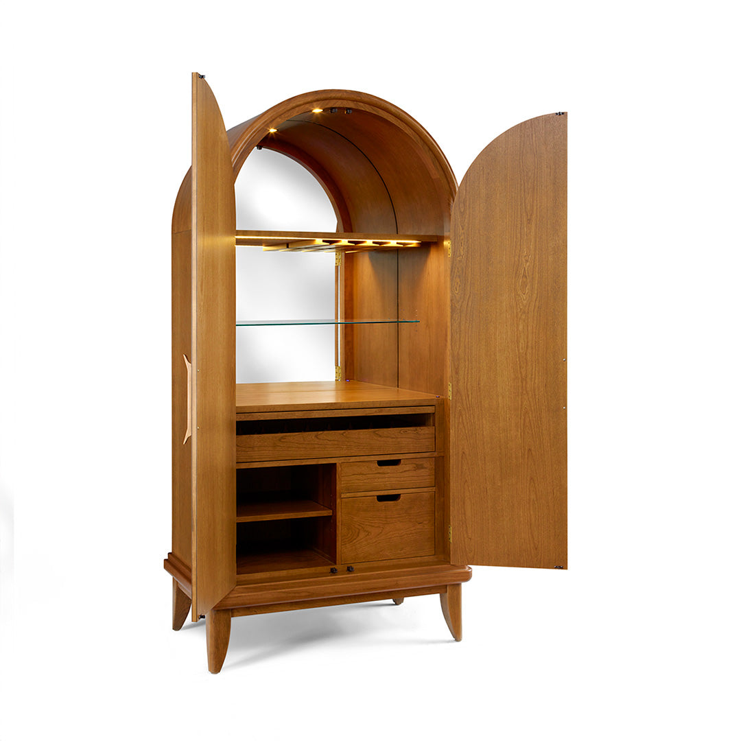 Martine Arched Bar Cabinet - Stylish Wine Storage & Home Bar Furniture for Living Room, Dining Room or Home Office Decor