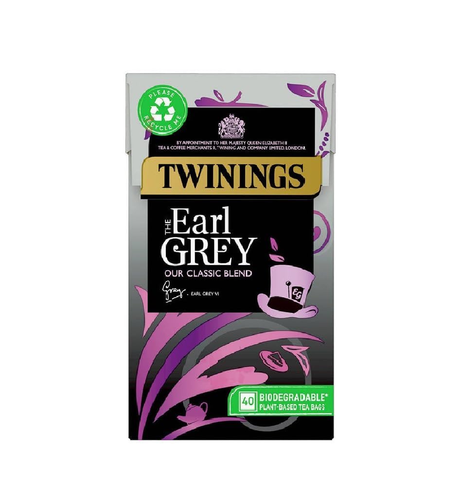 Twinings Earl Grey Black Tea Bags - 40 Count (Pack of 4) | Premium English Breakfast Tea | Perfect for Morning Boost, Afternoon Relaxation & Office Tea Time