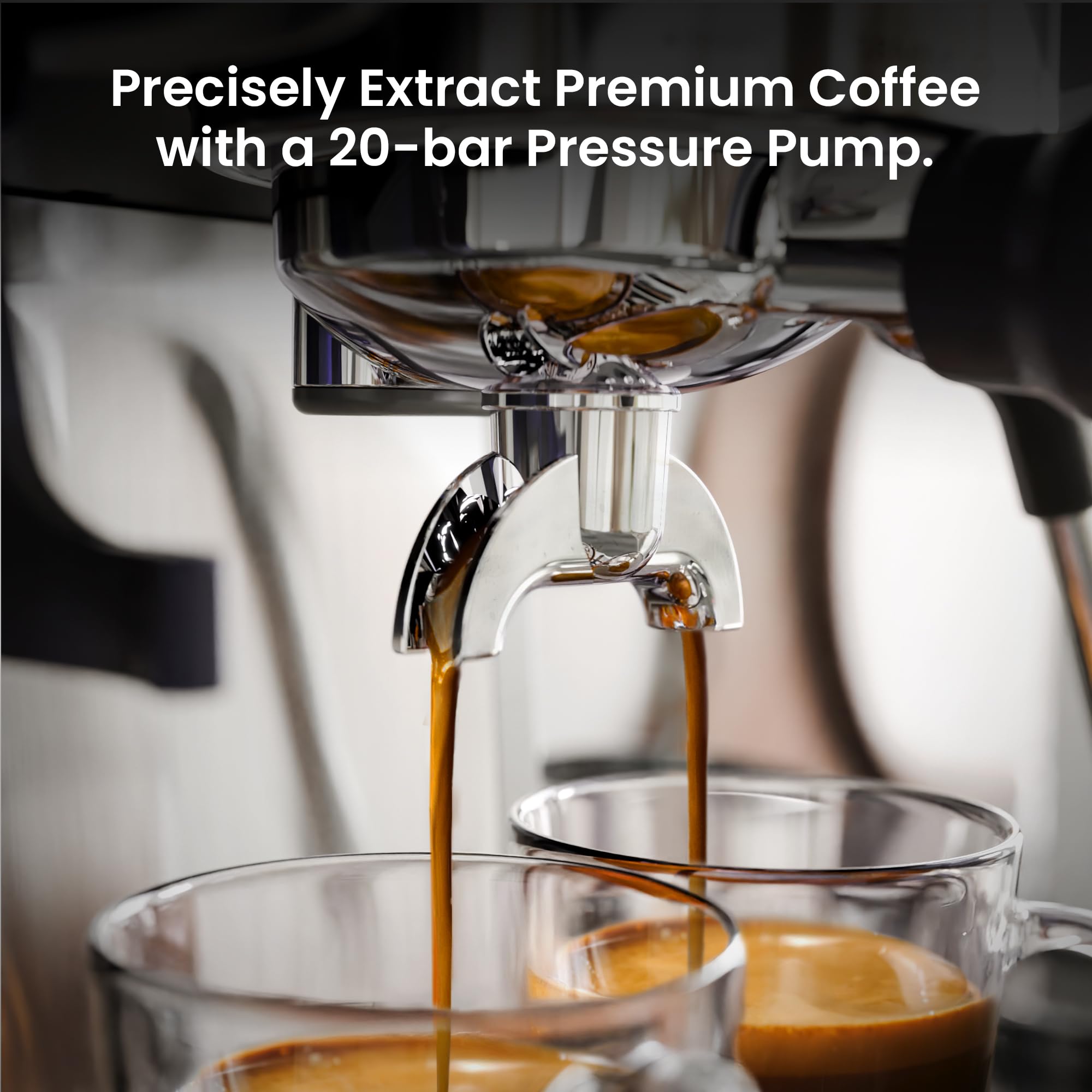 Kismile 20 Bar Professional Espresso Machine with Built-in Grinder, Removable Water Tank & Milk Frother - Perfect for Latte, Cappuccino - Ideal for Home, Office & Coffee Shops (Black)