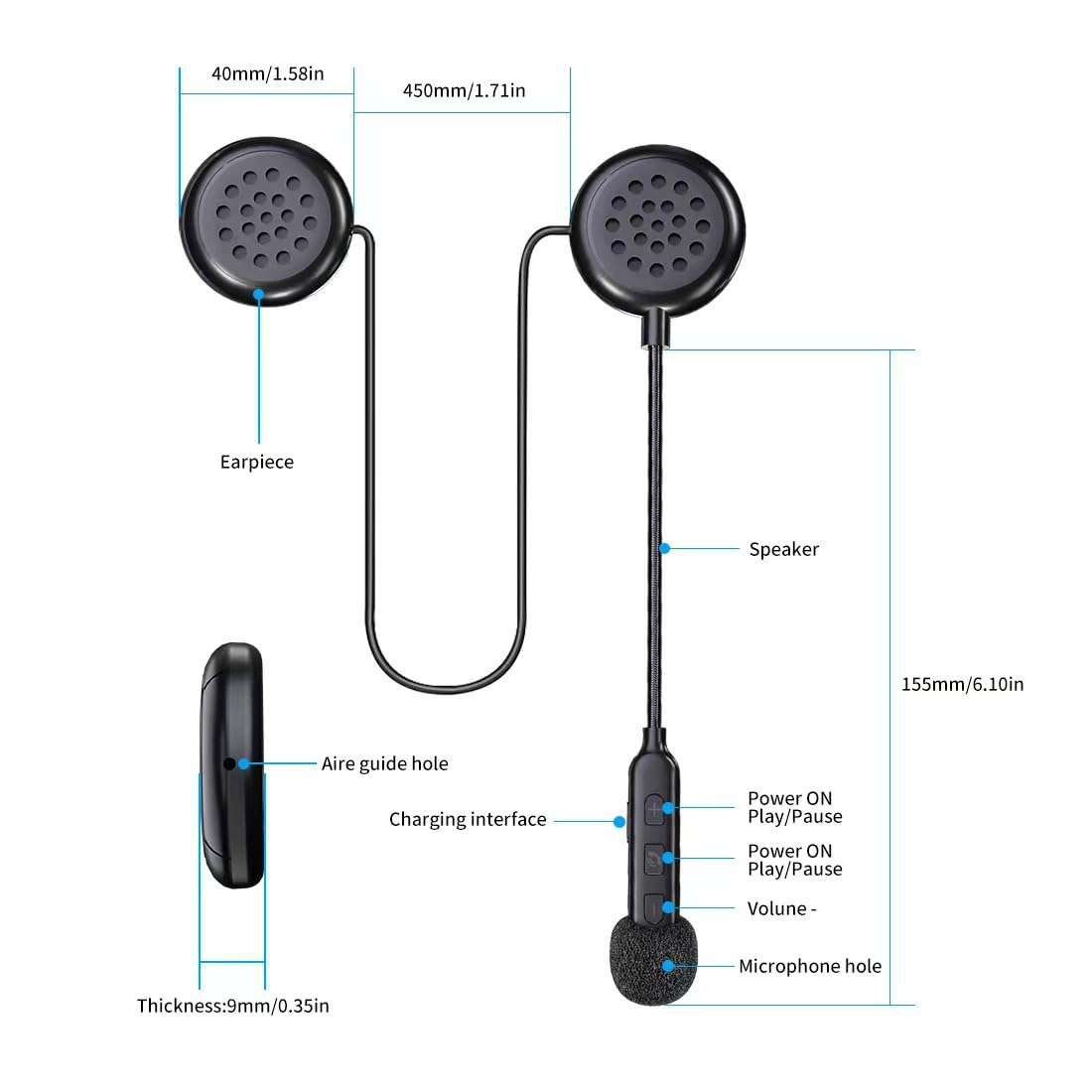 OBEST Motorcycle Bluetooth Headset - Wireless Helmet Intercom for Bike, Ski & Travel | High-Quality Audio, Auto Answer, Dual Phone Connectivity, Noise Cancellation, Stereo Music | Perfect for Riding, Snow Sports & Road Trips