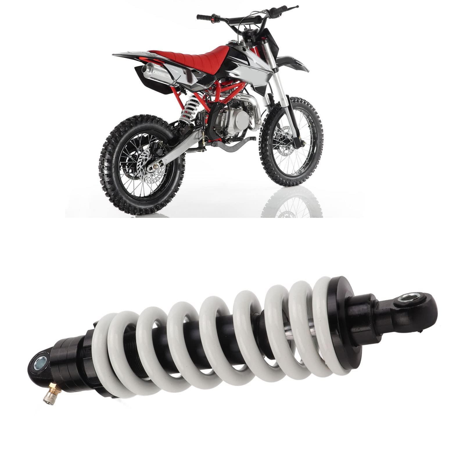 Universal Motorcycle Shock Absorber 290mm/11.42in - Heavy Duty Aluminum Alloy Steel Rear Suspension with Spring Damper - Replacement for Motorcycles, ATVs, Dirt Bikes & Off-Road Vehicles - Perfect for Trail Riding, Adventure Touring & Off-Road Racing