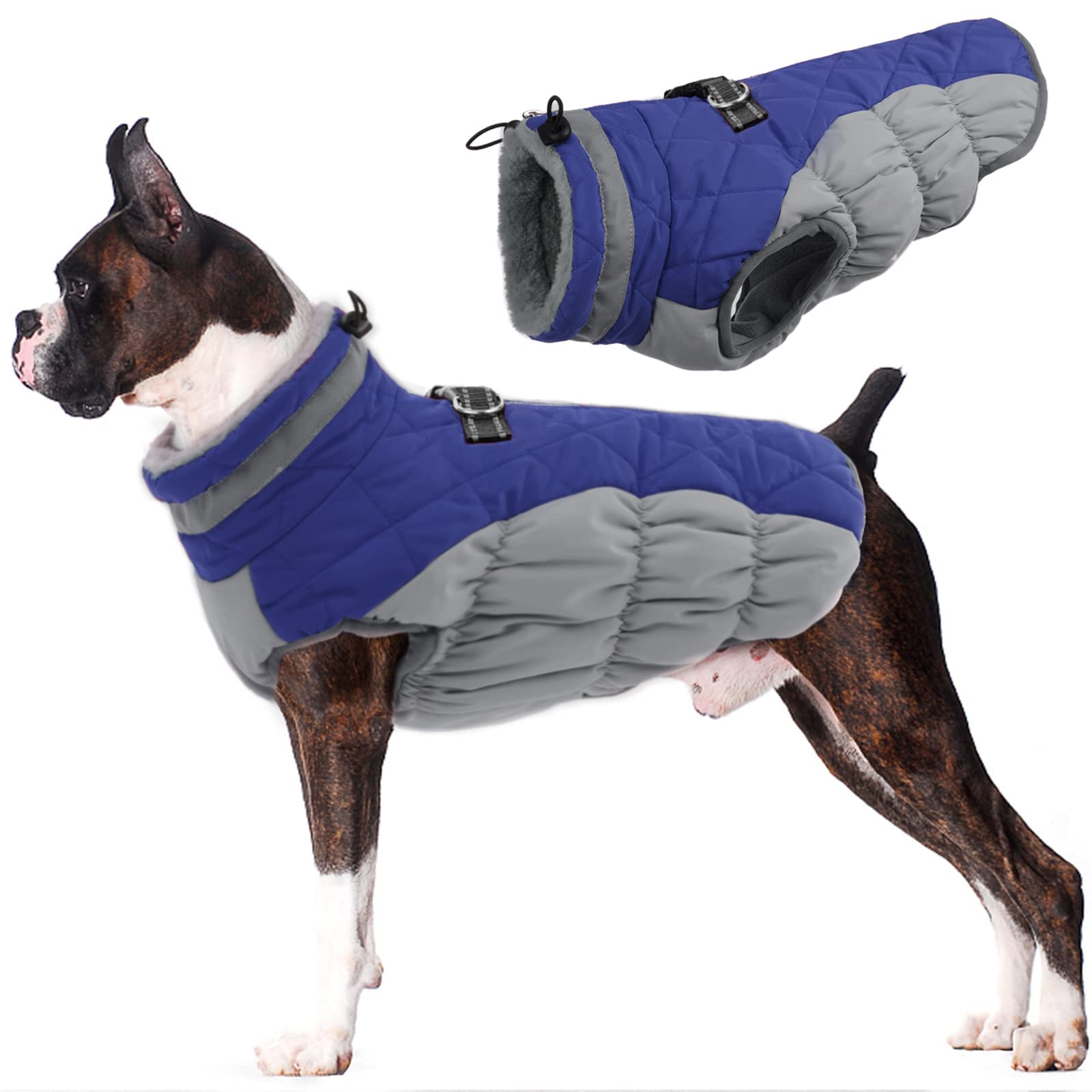 Lelepet Warm Dog Winter Coat - Windproof Waterproof Turtleneck Fleece Jacket with Zipper for Small, Medium & Large Dogs | Cold Weather Protection for Outdoor Walks & Winter Adventures
