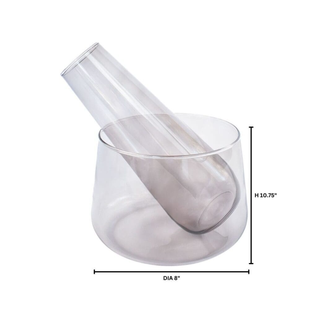 Cyan Design 11766 Water Drop Carafe & Bowl Set - Smoked Glass Pitcher with Matching Bowl for Elegant Water Serving & Home Decor