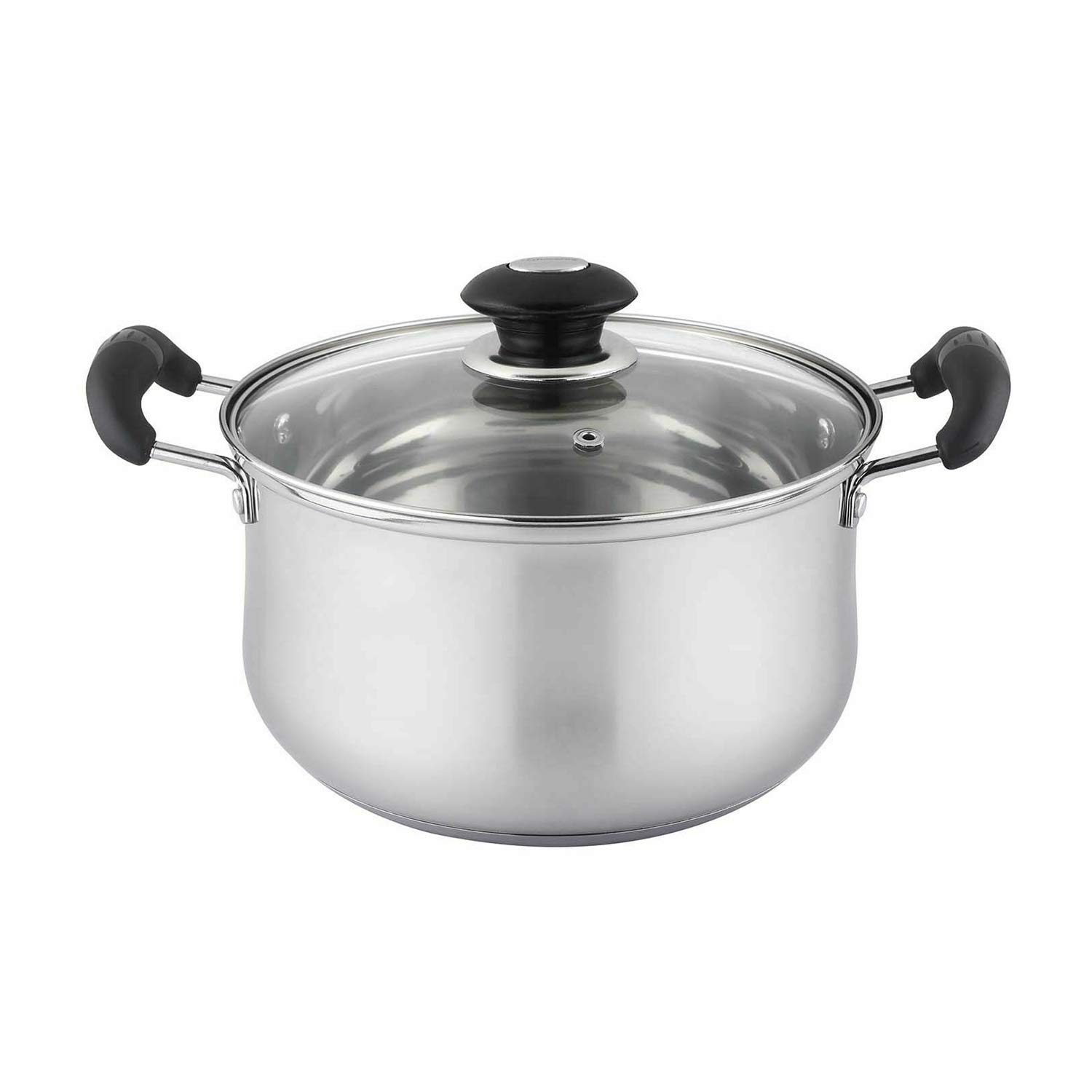 5.0 Quart Stainless Steel Cookware Pot with Glass Lid - Durable Kitchen Cooking Pot for Boiling, Stewing & Soup Making - Perfect for Home Chefs & Professional Kitchens