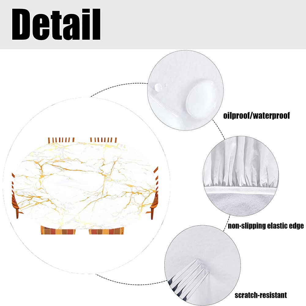 Premium Marble Print Oval Tablecloth - Waterproof & Stain-Resistant for Indoor Dining & Outdoor Patio - Fits 48x68 Inch Tables - Perfect for Dinner Parties, Weddings & Holiday Decorations