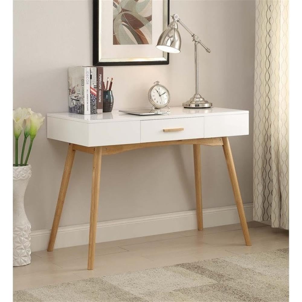 Allora 1-Drawer White Rectangular Wooden Home Office Desk - Perfect for Small Spaces, Study Rooms & Remote Workstations
