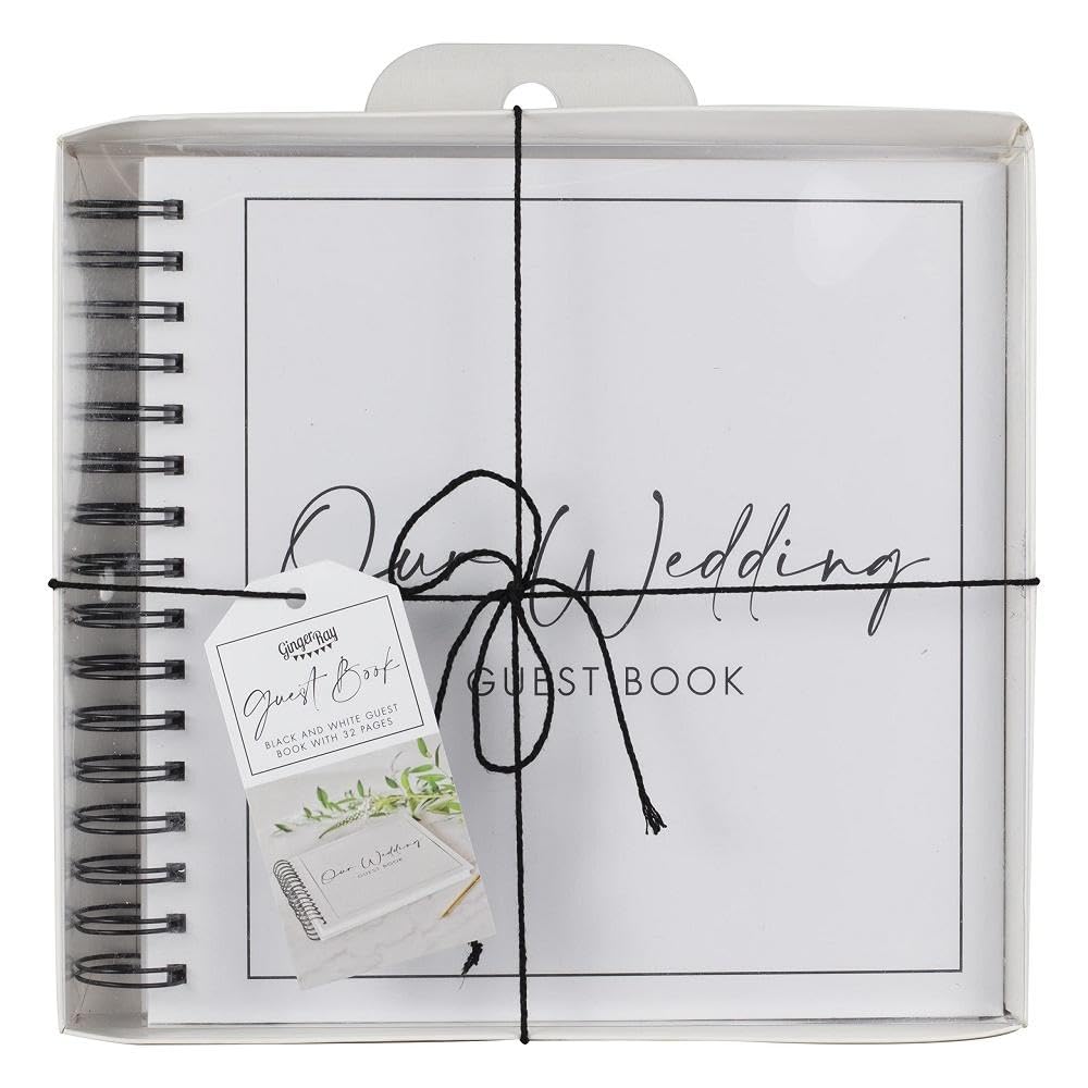 Elegant Ginger Ray Black & White Wedding Guest Book - Premium Brown Keepsake for Bridal Showers, Receptions & Anniversary Celebrations