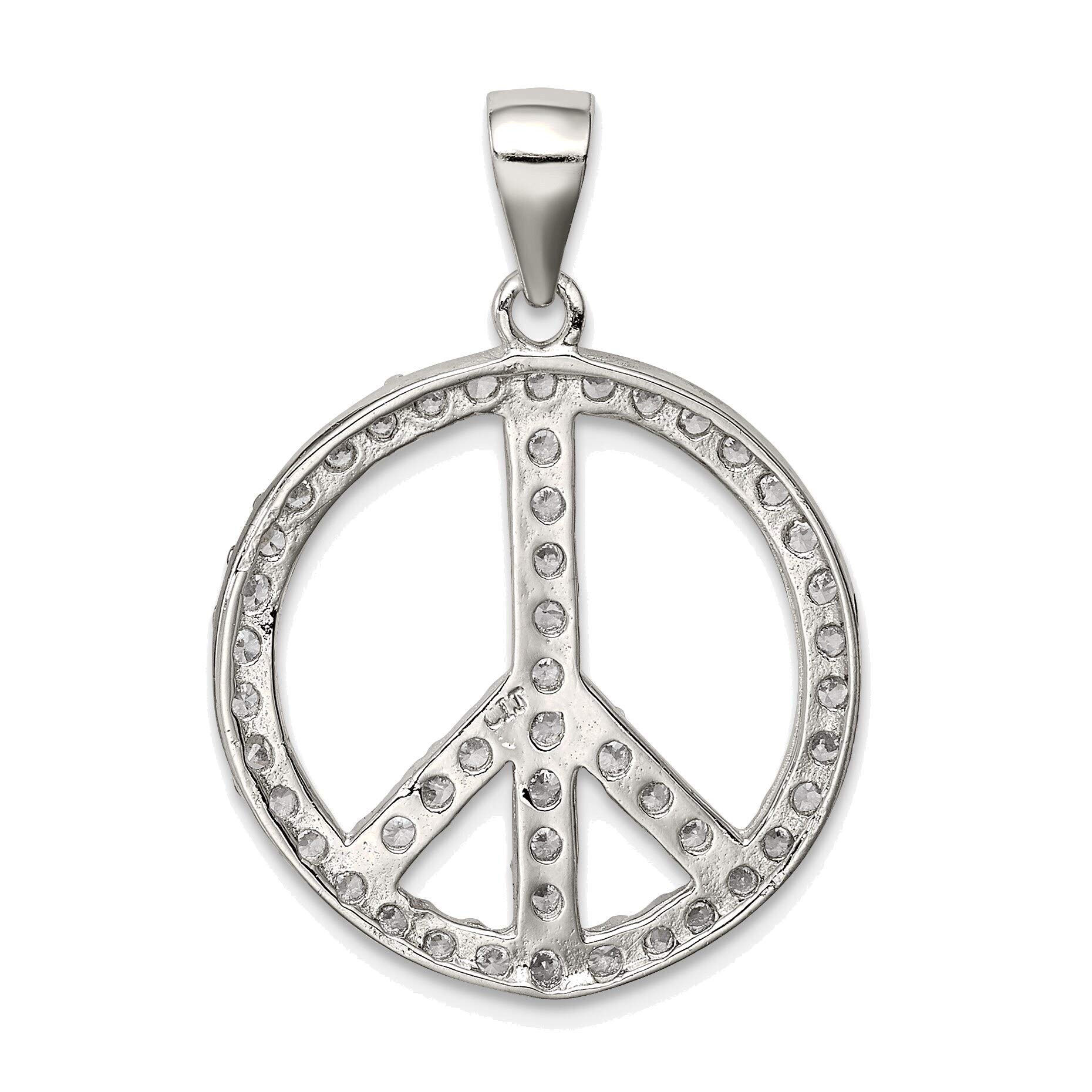 Bonyak Sterling Silver CZ Peace Symbol Pendant Necklace for Women - Elegant Hippie Jewelry Gift for Peace Lovers, Spiritual & Boho Style