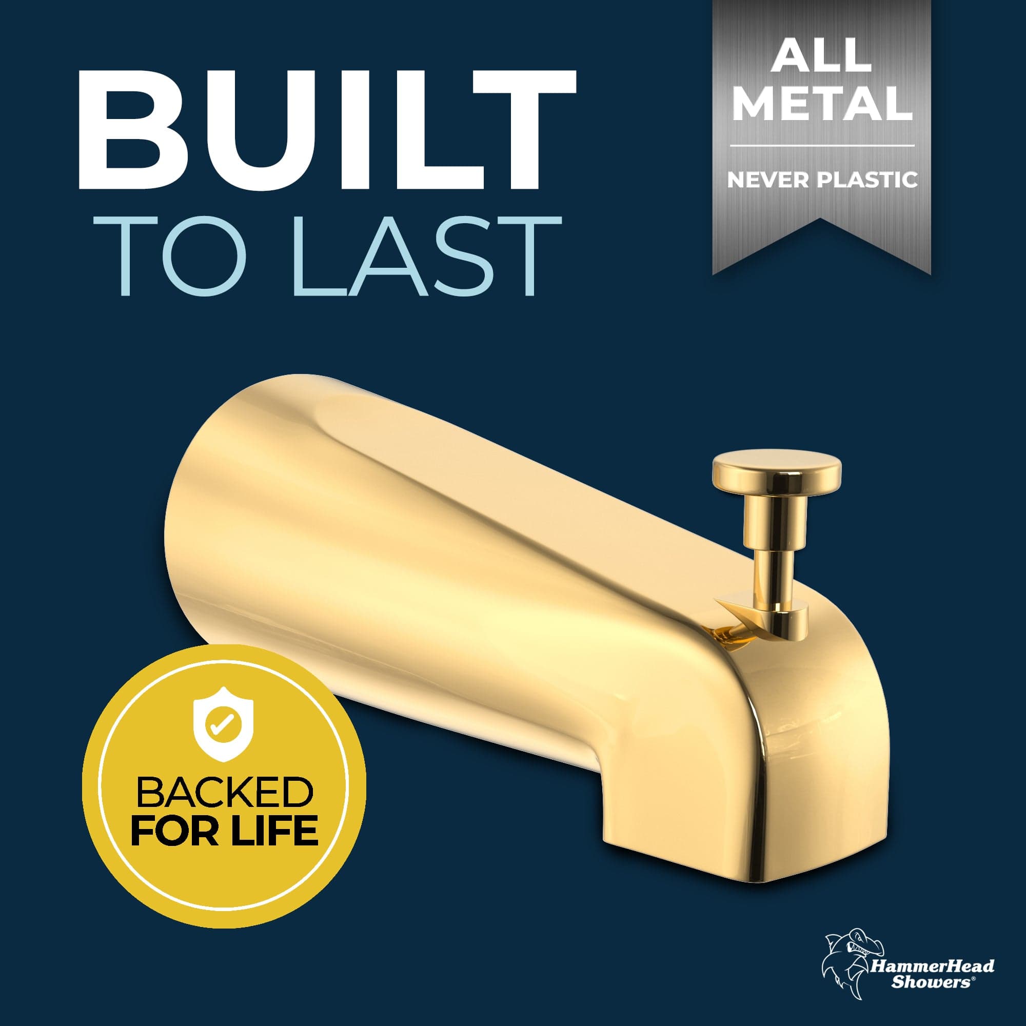 All Metal Tub Spout with Built-In Diverter - Premium Bathroom Faucet for Bathtub - Perfect for Home Renovation & Bathroom Upgrades