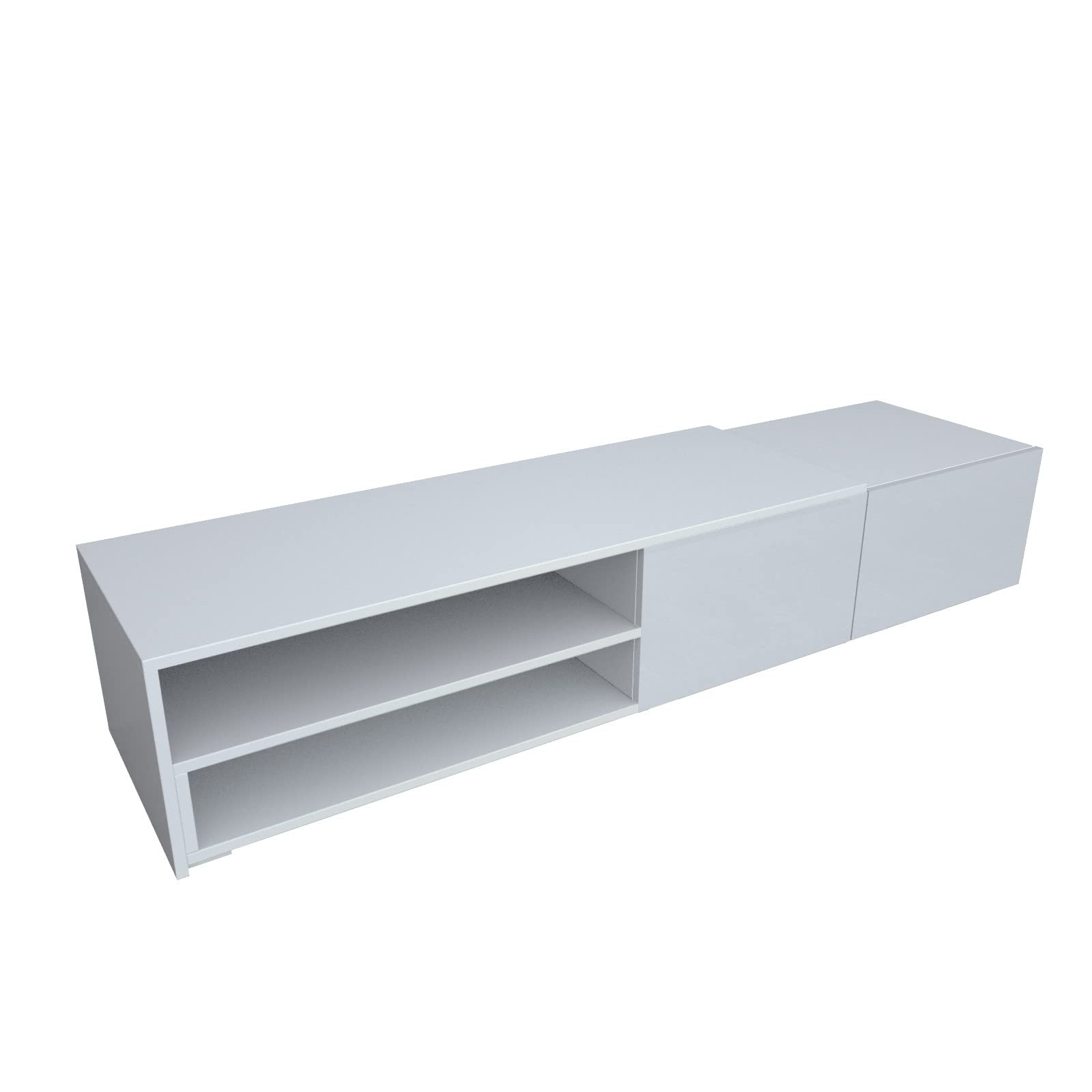 Modern High-Gloss 16-Color LED TV Stand with Multicolor Lighting - 168 x 42 x 32cm White Entertainment Center for Living Room - Perfect for Gaming, Movie Nights & Home Theater Setup