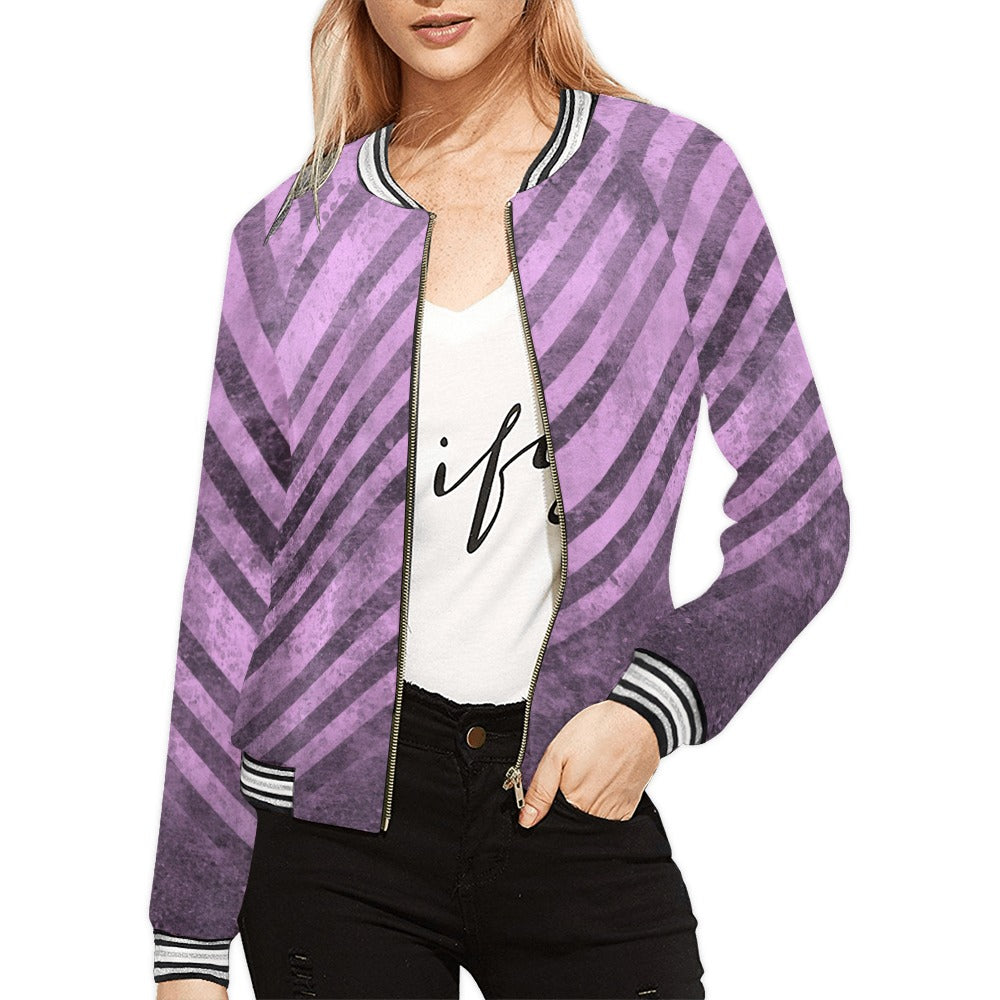 Horizontal Stripes Women's Jacket - Stylish Lightweight Outerwear for Spring & Fall | Casual Streetwear, Office Wear & Weekend Outings
