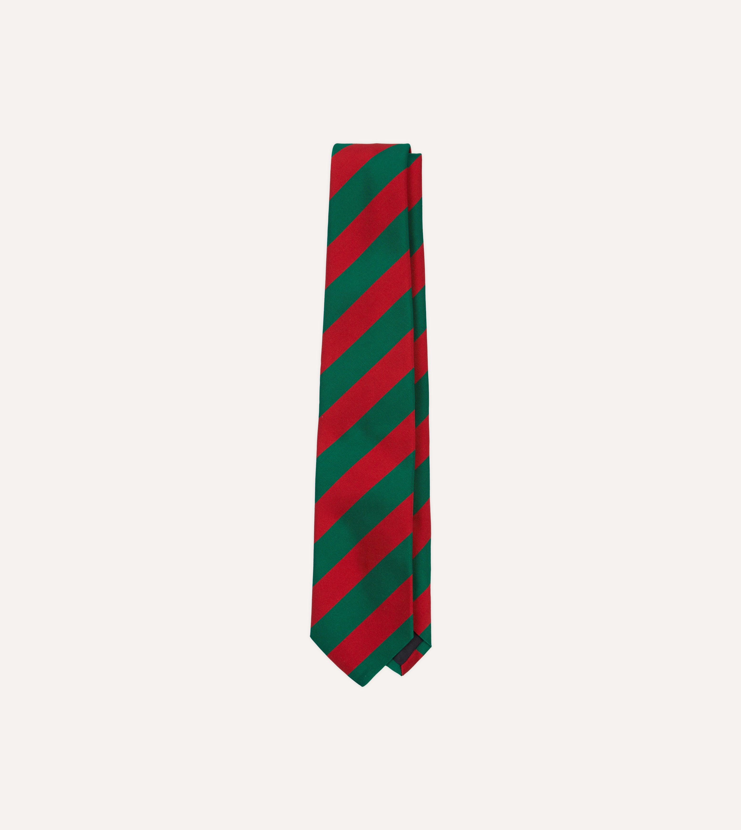 Premium Green & Red Block Stripe Mogador Silk Necktie - Elegant Silk-Tipped Tie for Business, Weddings & Formal Occasions