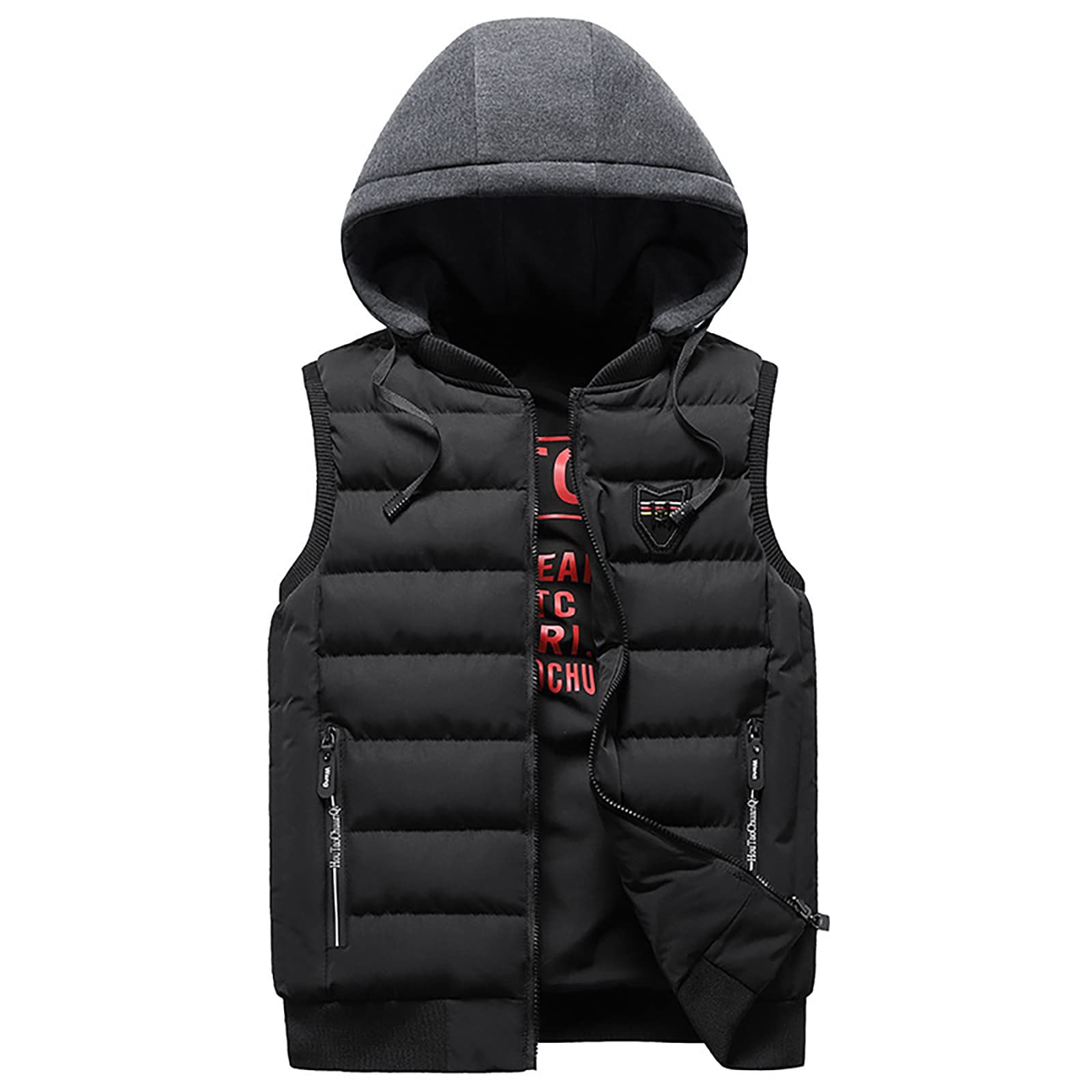 Men's Sleeveless Waistcoat Vest Jacket - Stand Collar Hooded Vest for Spring & Winter - Pure Color Casual Top Coat | Perfect for Outdoor Activities, Layering & Streetwear Fashion
