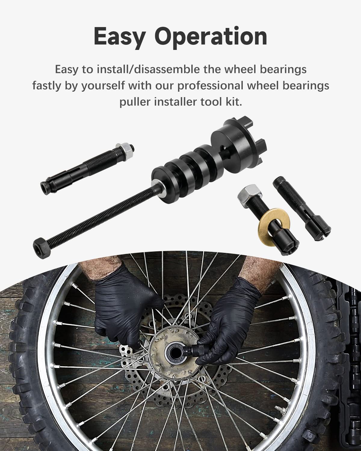 **18-Piece Motorcycle Wheel Bearing Puller Tool Kit – 3/4