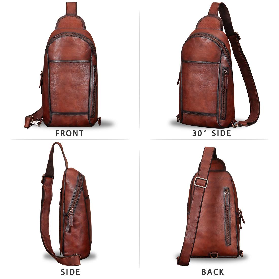 Premium Genuine Leather Sling Bag for Men & Women - Handmade Crossbody Backpack Shoulder Purse - Perfect for Travel, Work & Everyday Use