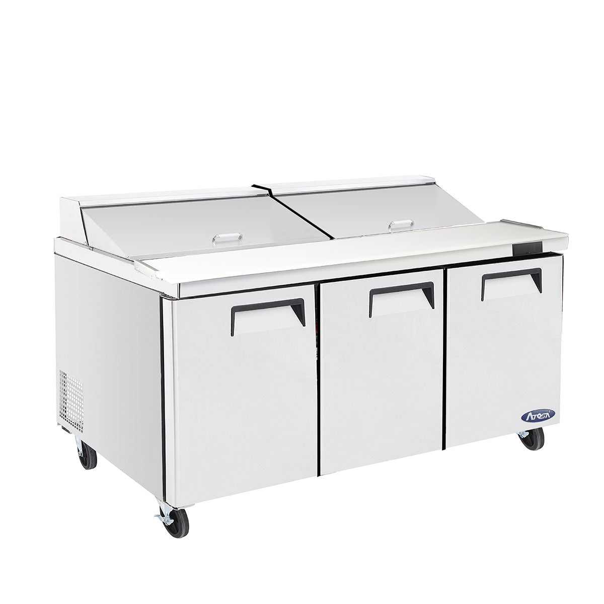 Atosa 72 Sandwich & Salad 30 Pan Commercial Refrigerated Prep Table with 3 Doors - Perfect for Delis, Cafes & Restaurant Kitchens