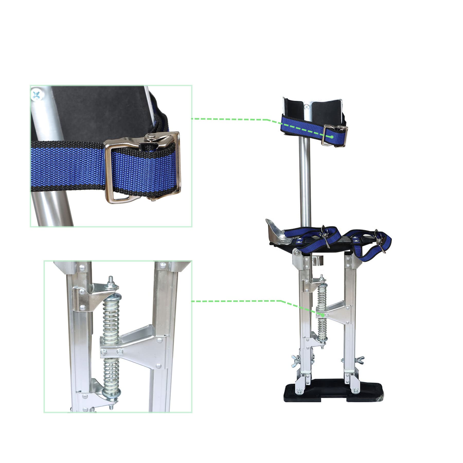 Adjustable Aluminum Drywall Stilts 24-40 Inch - Professional Painting & Cleaning Stilts for Construction Workers & DIY Home Renovation - Silver
