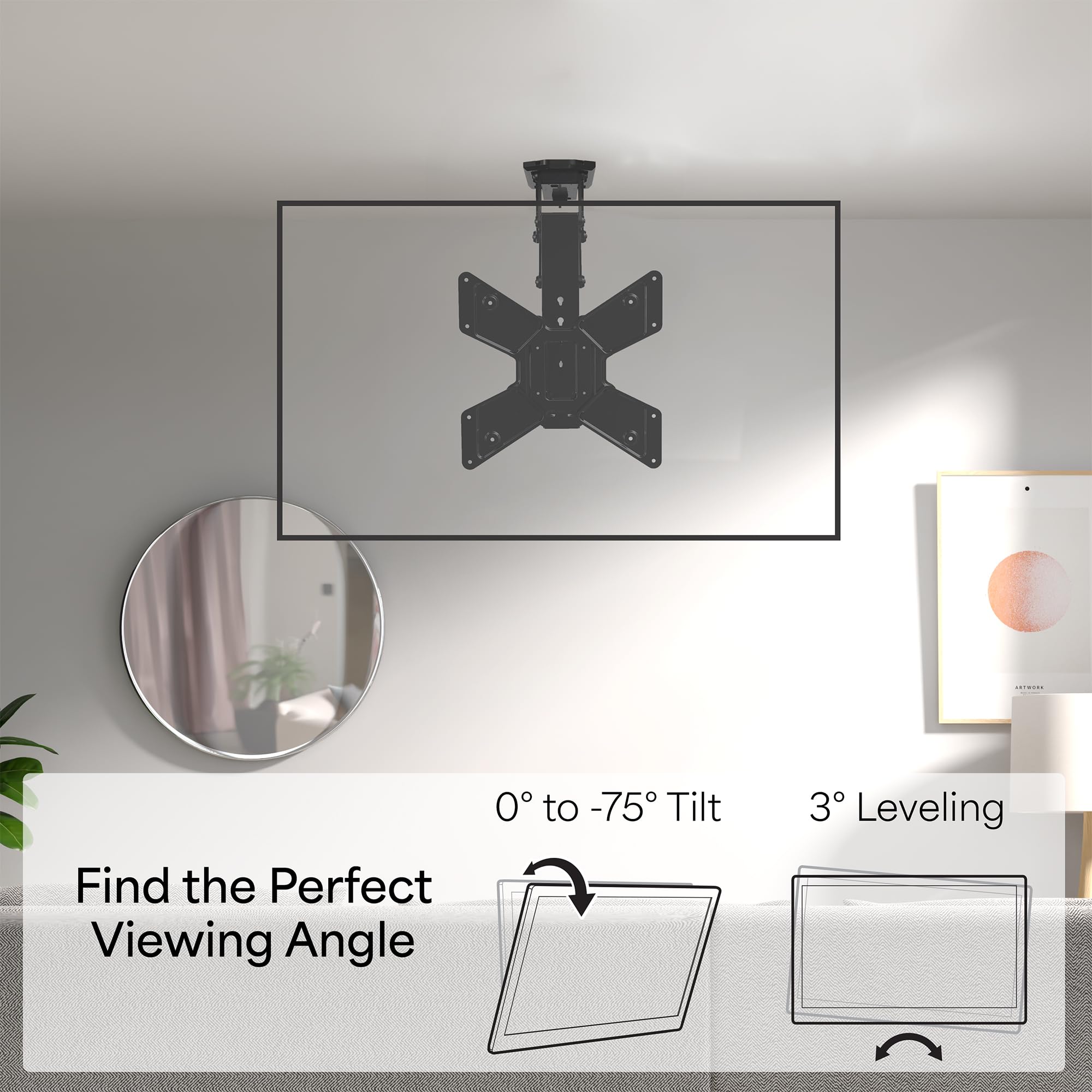 VIVO Motorized Flip Down Ceiling TV Mount for 23-55 Inch Screens, Adjustable Pitched Roof VESA Mount (MOUNT-E-FD55) - Perfect for Basements, RVs, and Low Ceiling Spaces