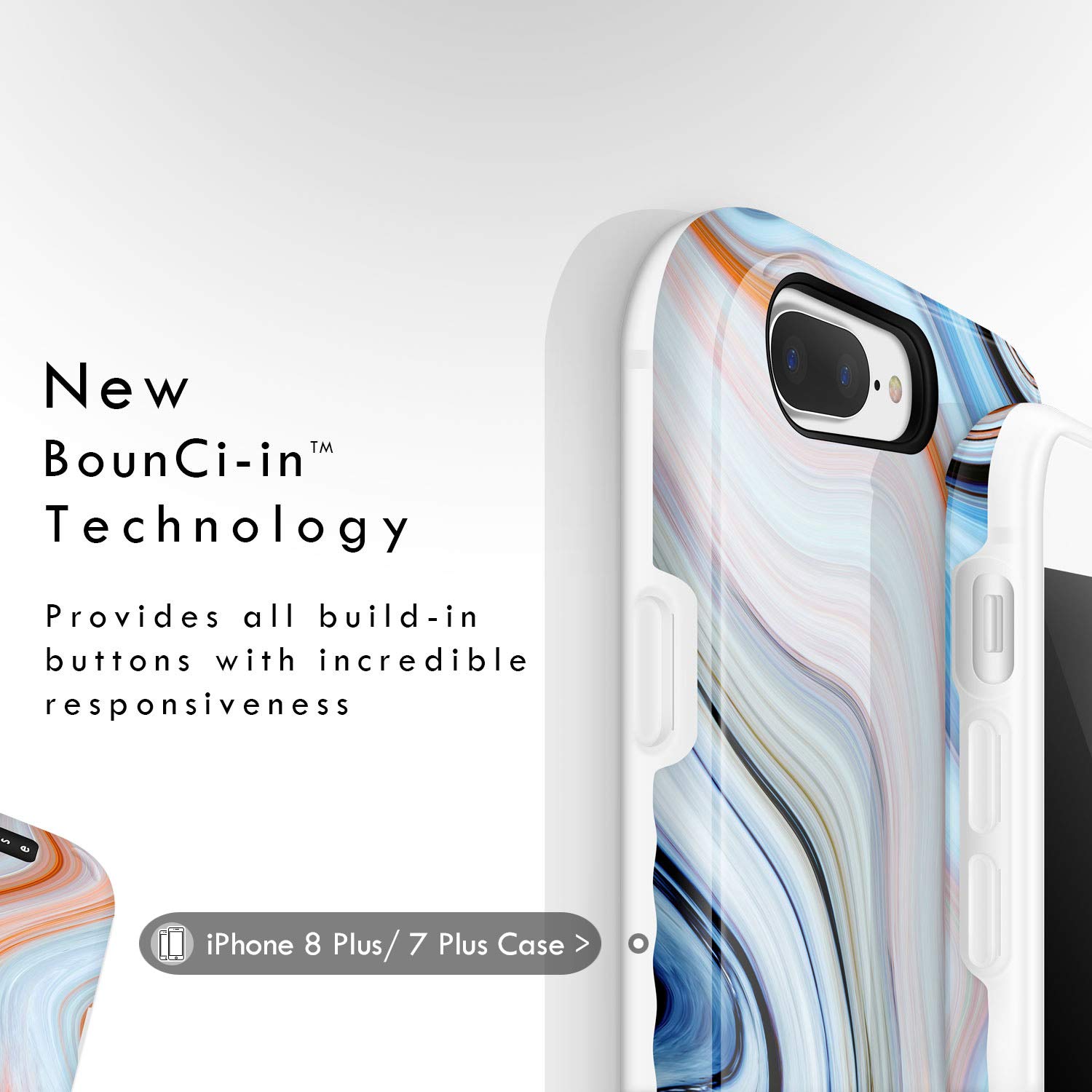 Premium Marble Design iPhone 8 Plus & iPhone 7 Plus Case - Akna GripTight Series Shockproof Silicone Cover with HD Printing | Perfect for Work, Travel & Everyday Protection (Graphic 101985)