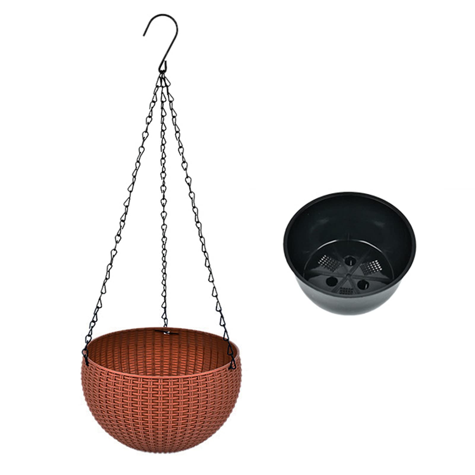 Self-Watering Hanging Planters with Drainage - 10 Inch Brown Indoor/Outdoor Hanging Pots for Plants - Perfect for Balconies, Patios, and Home Decor