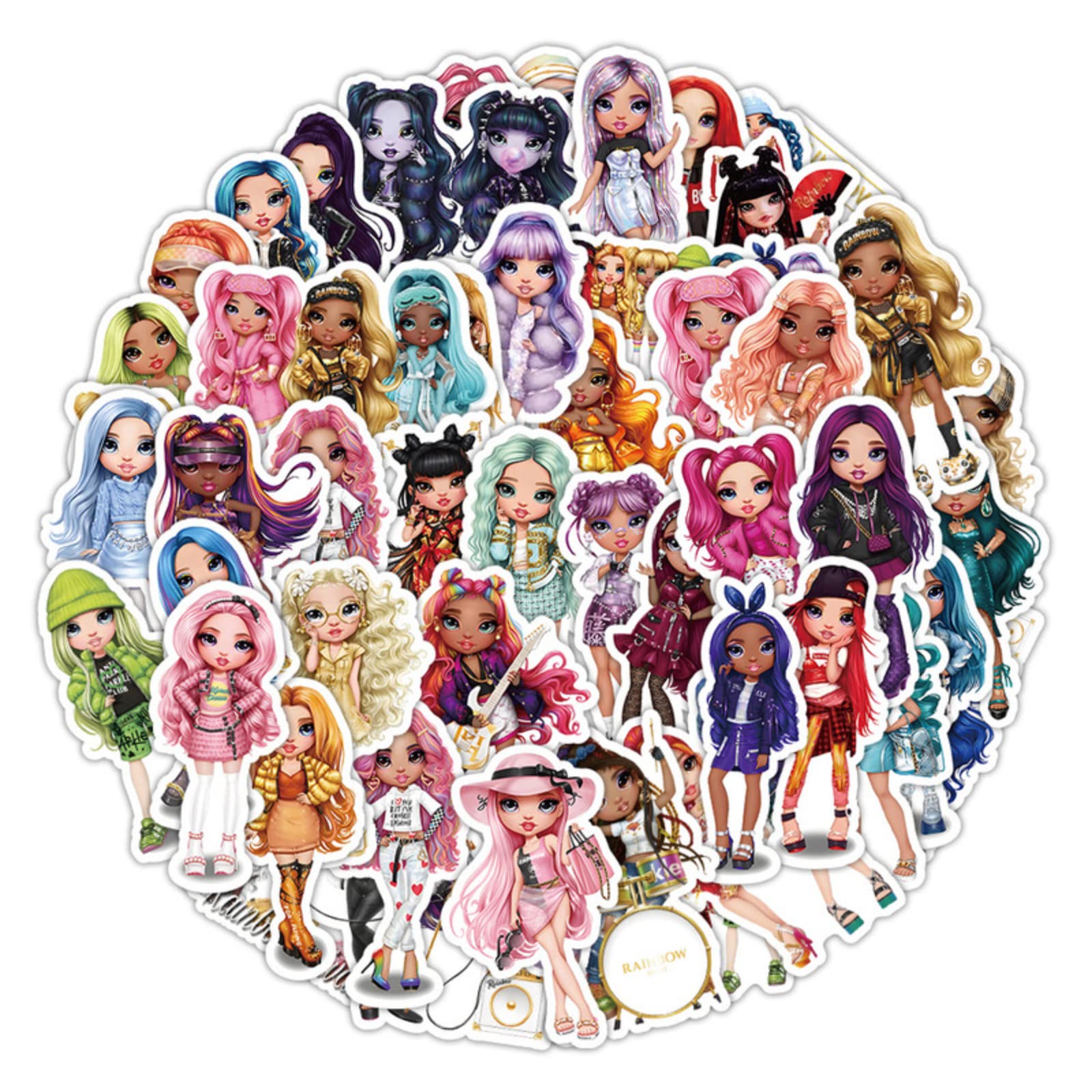 50 Colorful Rainbow Doll Graffiti Stickers - Waterproof Vinyl Decals for Laptops, Skateboards, Luggage, Helmets & Motorcycles - Perfect for DIY Decoration, Personalizing Gear & Adding Fun to Your Belongings