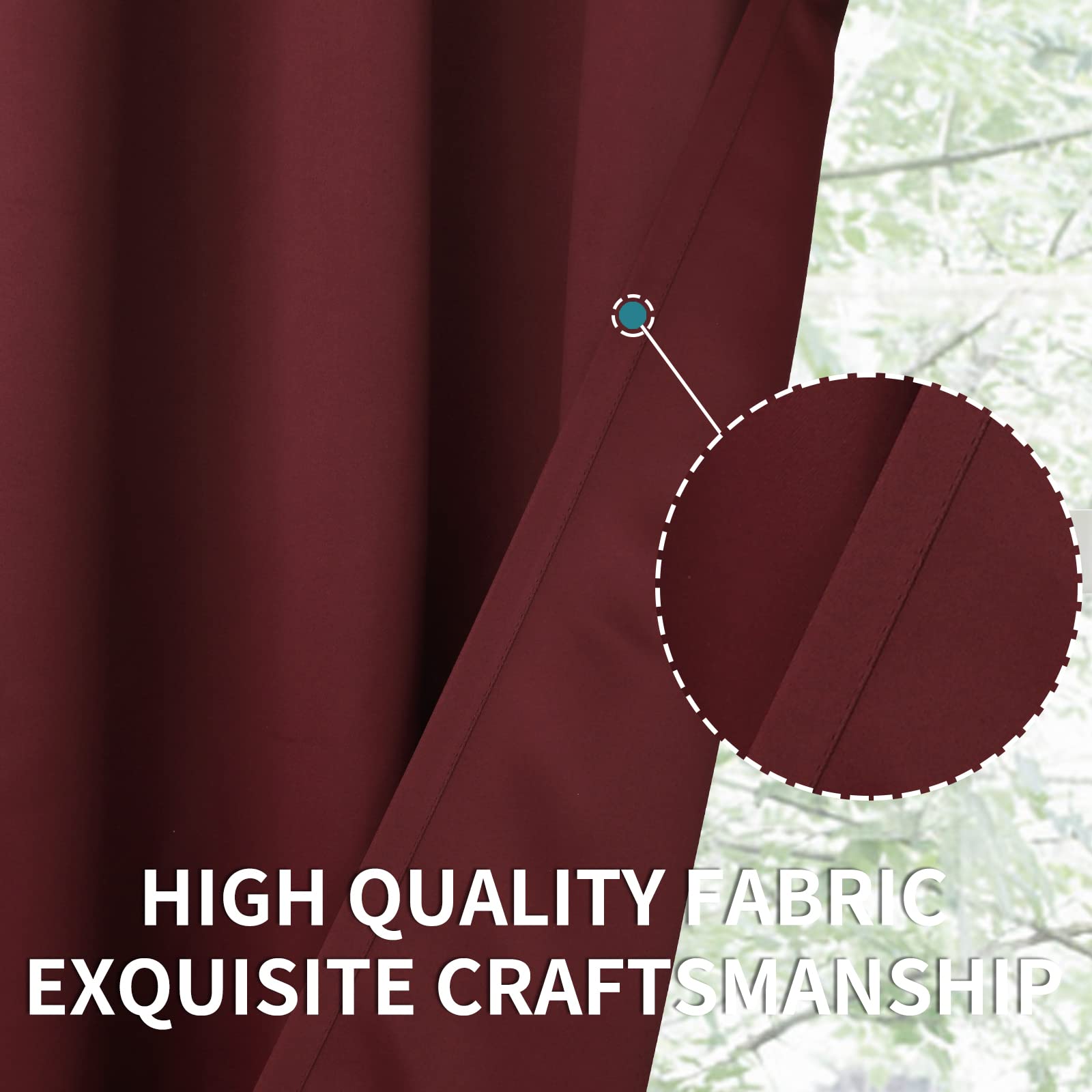 BGment Extra Wide 96 Inch Long Room Divider Curtain - Burgundy Blackout Curtain for Living Room, Bedroom, Patio Sliding Door - Soundproof Privacy Curtain for Christmas Decor, Home Office & Nursery (1 Panel, 120