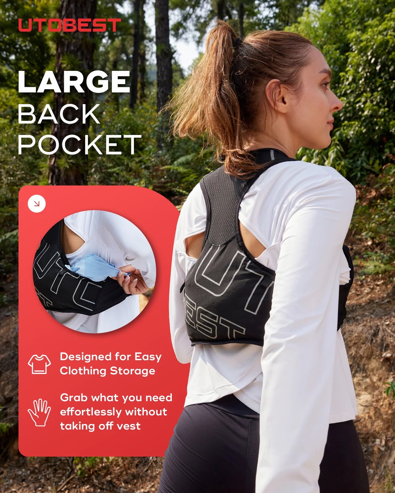 UTOBEST UTR112 Ultra Lightweight Hydration Pack - Breathable Trail Running Vest for Marathon, Cycling & Hiking - Perfect for Outdoor Adventures & Long-Distance Sports