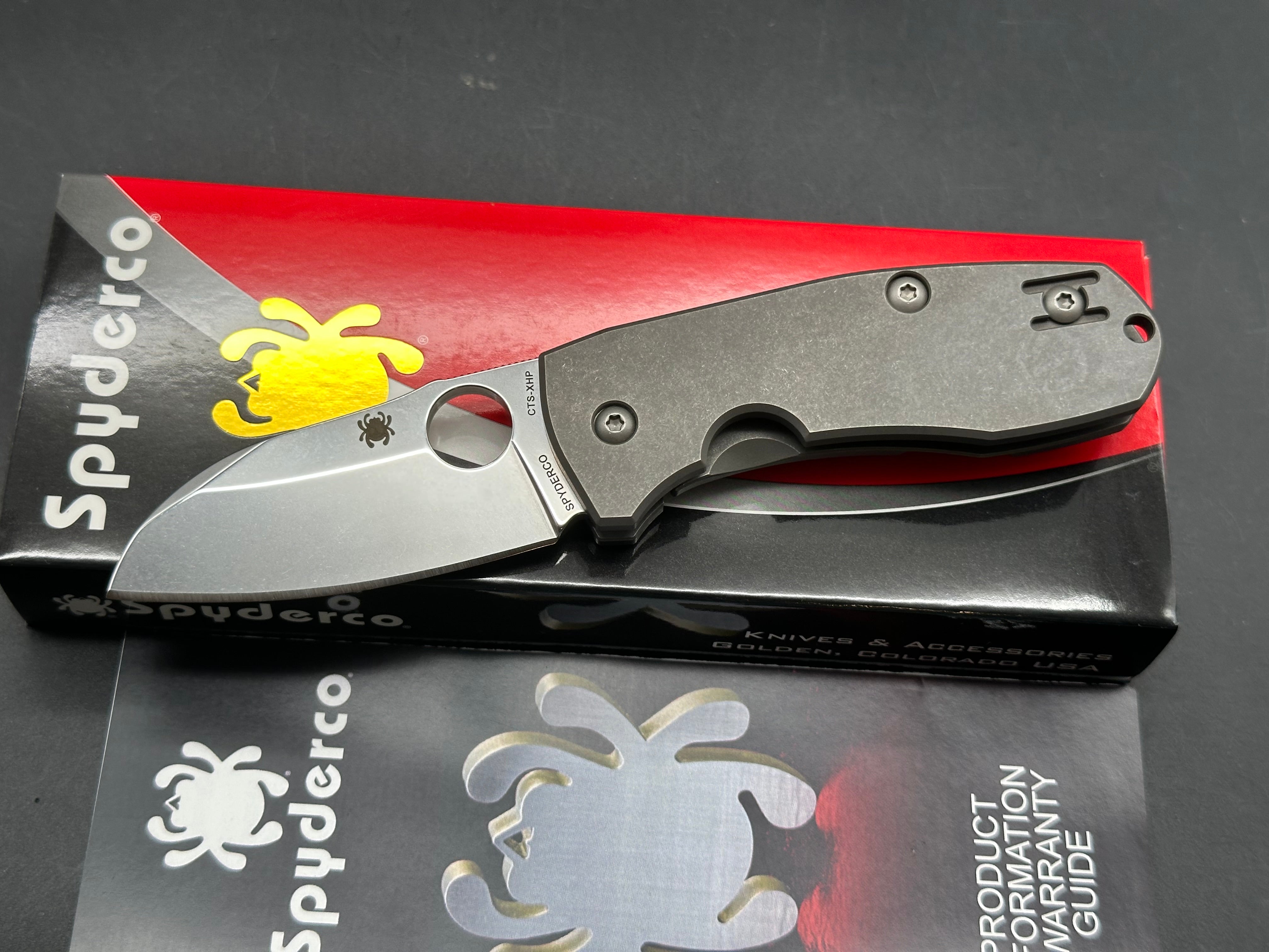 Spyderco Techno 2 Titanium Folding Pocket Knife with CTS XHP Steel Blade - EDC, Outdoor, Camping & Everyday Carry