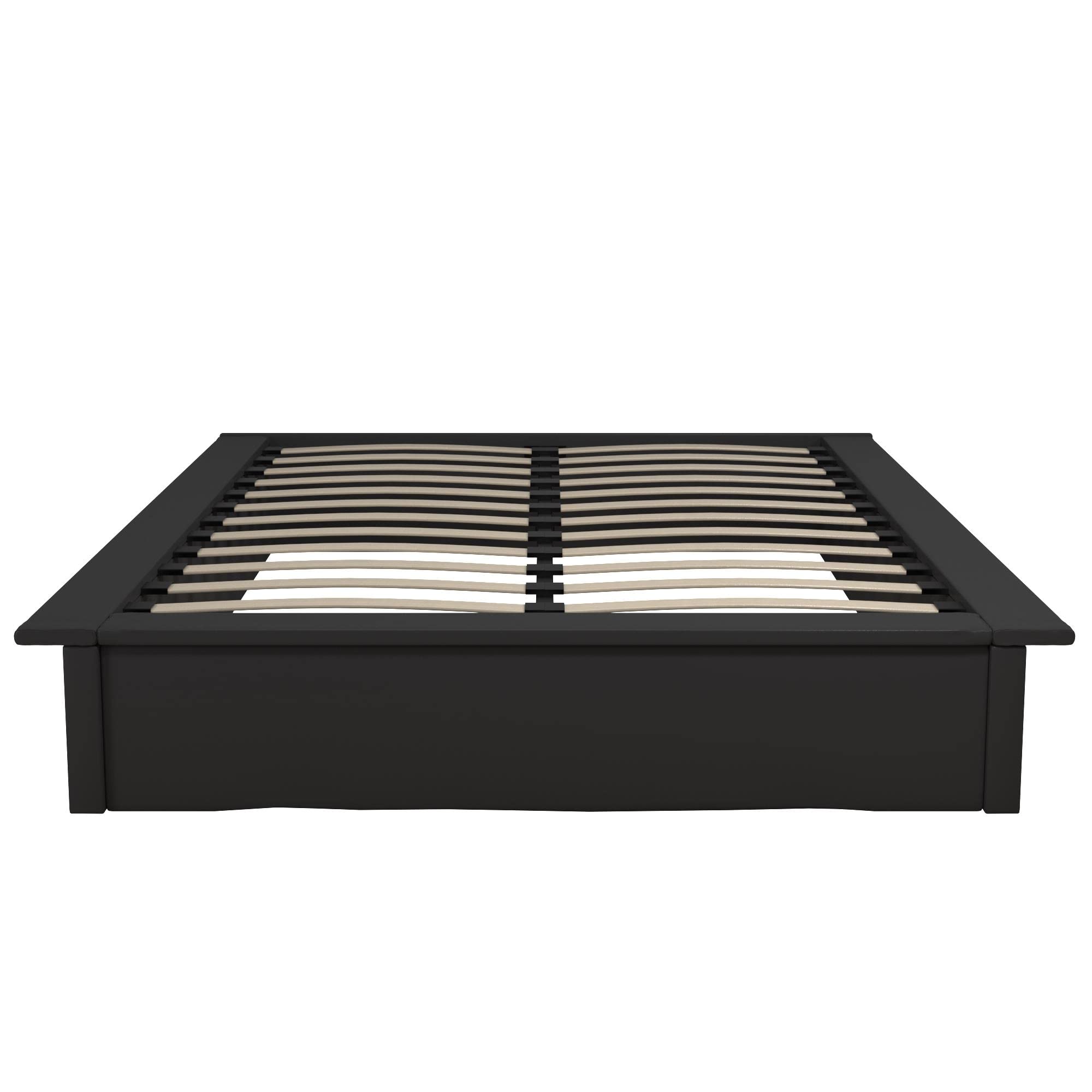 DHP Maven Full Size Upholstered Platform Bed Frame - 11 Inch Height for Elevated Mattress Support, No Box Spring Needed, Black Faux Leather - Perfect for Modern Bedrooms & Guest Rooms
