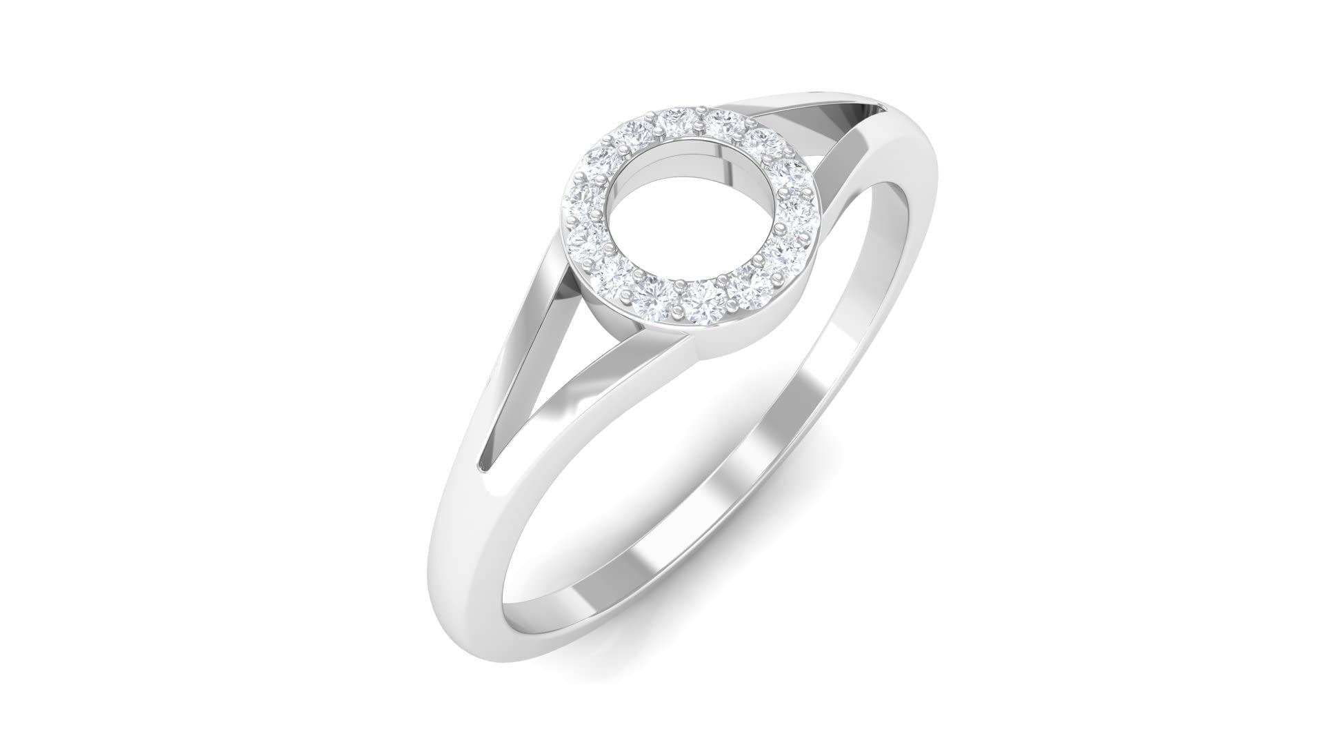 14K Solid Gold Round Cut Diamond Promise Ring for Women - Certified Diamond Engagement Ring, Geometric Split Shank Design - Perfect for Anniversaries, Proposals & Special Occasions