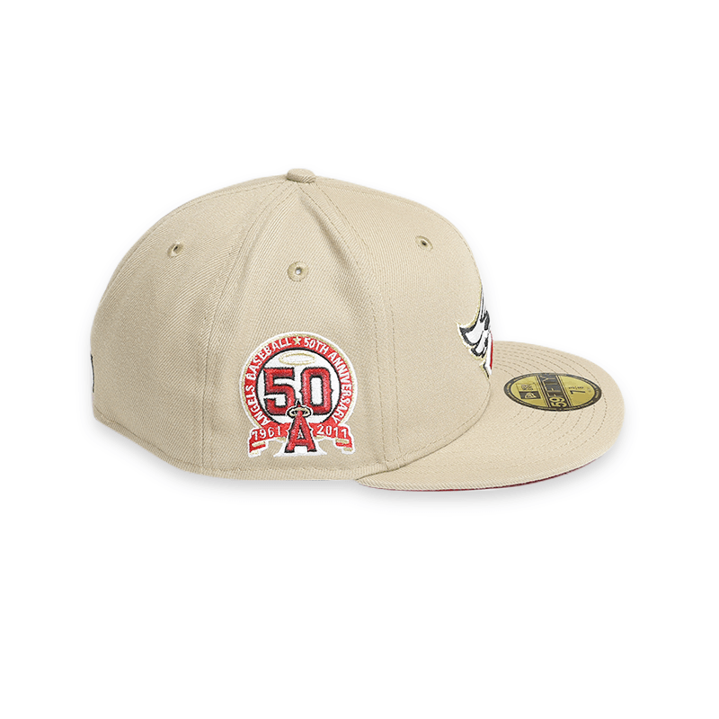 Los Angeles Angels 50th Anniversary Tan 59FIFTY Fitted Hat for Men - Official MLB Baseball Cap for Fans & Collectors - Perfect for Games, Tailgating, and Sports Events