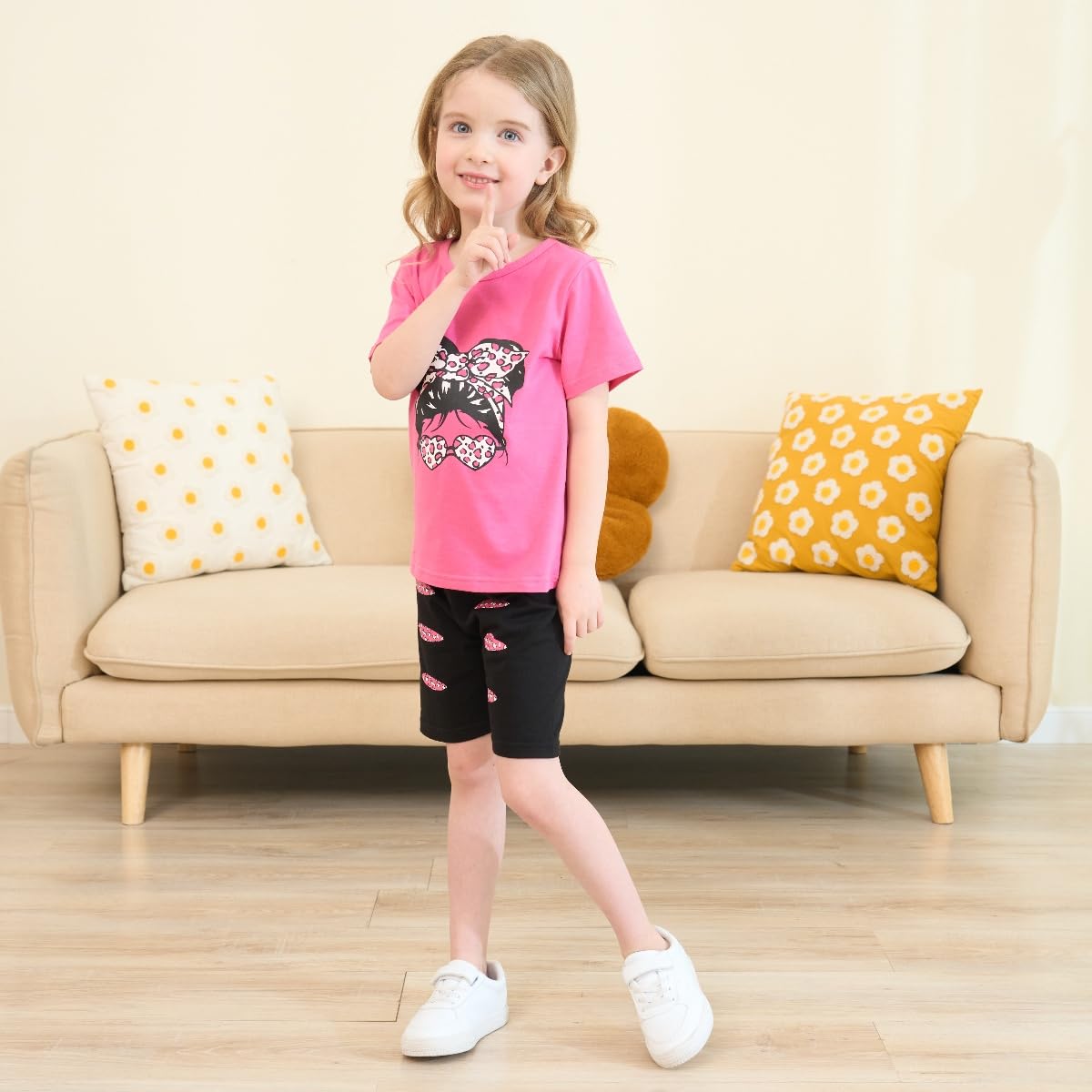 Girls Summer Outfits Set - Cute Short Sleeve Graphic Tee & Matching Shorts for Toddlers | Playtime, Beach & Casual Wear