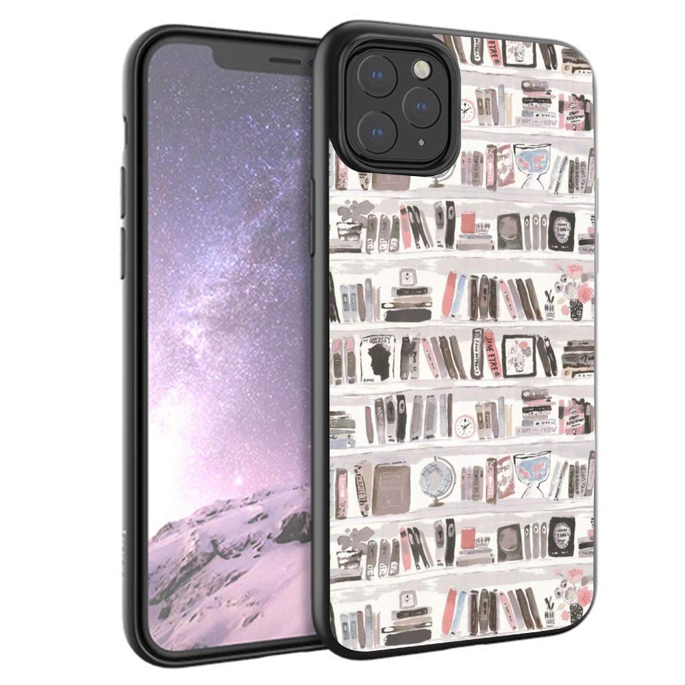 **Shockproof TPU Silicone Case for iPhone 11 Pro - Protective Bookshelf Design, Durable Black Phone Cover - Perfect for Work, Travel & Everyday Use**
