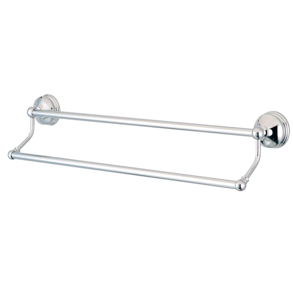 Chrome 24-Inch Double Towel Bar - Bathroom Towel Rack with Dual Hooks for Hand & Bath Towels - Modern Bathroom Accessories (BA1163C) - Perfect for Spa, Hotel & Home Bathroom Organization