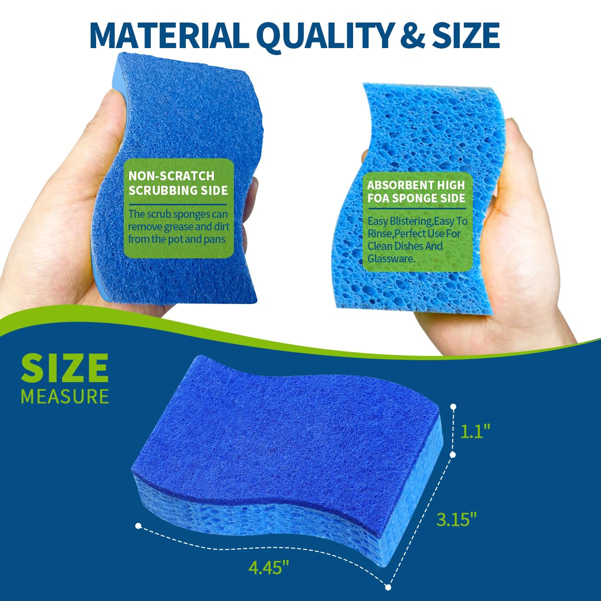 24-Pack Heavy Duty Scrub Sponges | Non-Scratch Dish & Kitchen Cleaning Sponges | Perfect for Pots, Pans, Countertops & Tough Stains