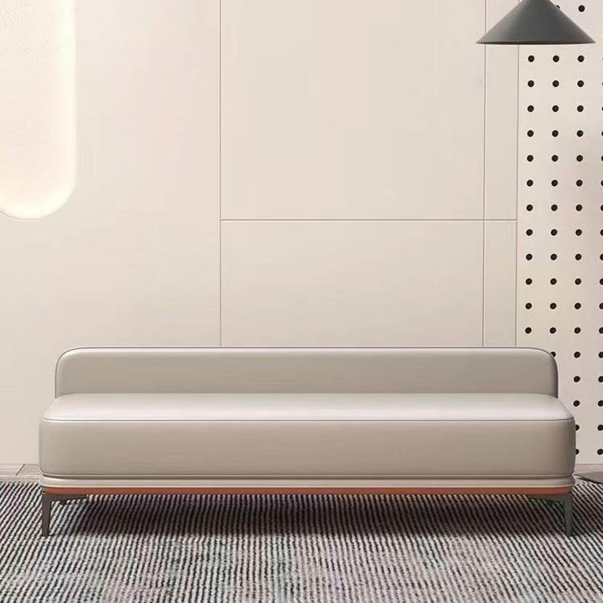 Modern Grey Faux Leather Ottoman with Wood Frame & Sponge Cushion - Perfect for Living Room, Bedroom or Office Footrest & Extra Seating