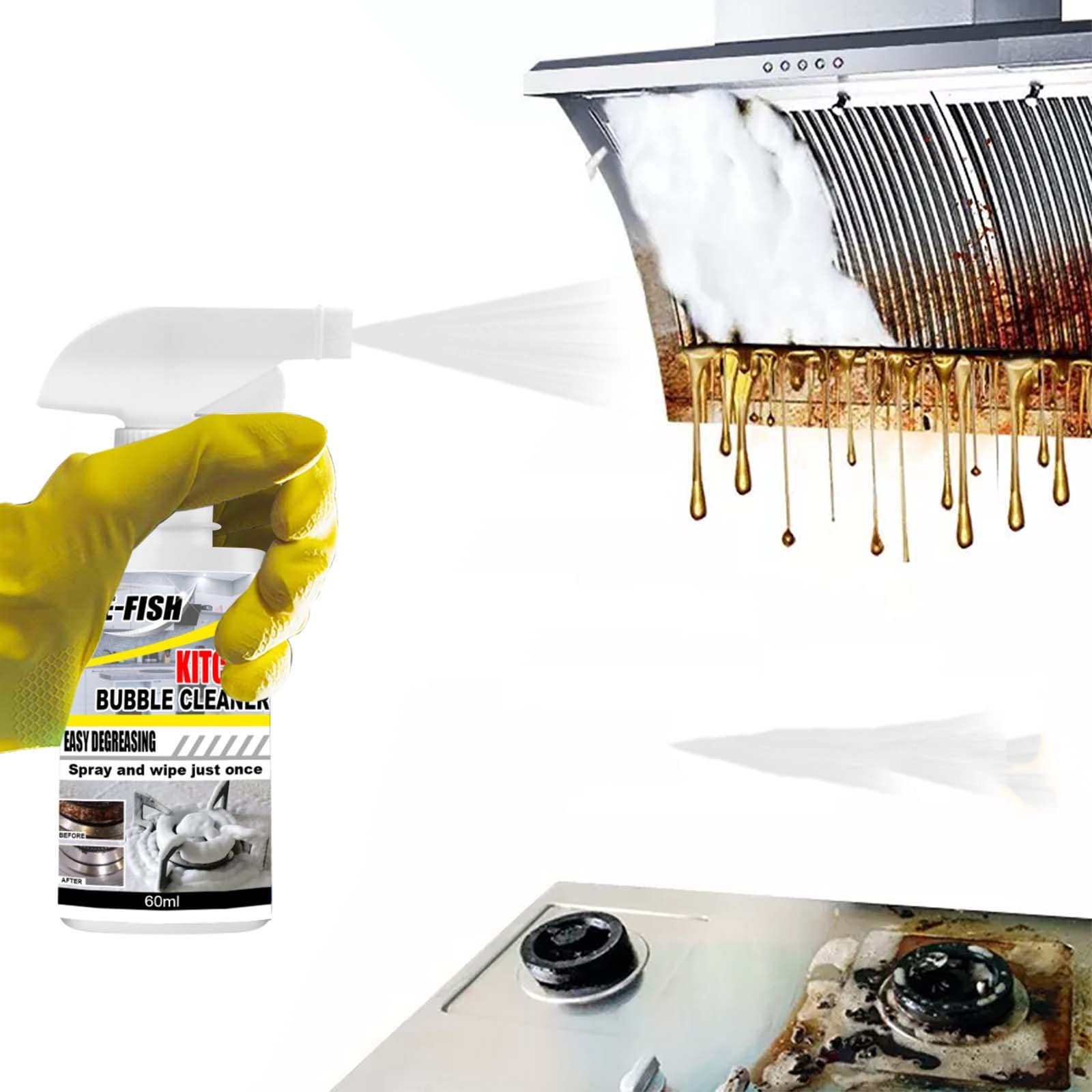 Bzdzmqm Multi-Purpose Spray Cleaner - Heavy Duty Kitchen Degreaser for Stove, Range Hood, Tiles | Dissolves Tough Oil Stains | 120ml Bottle | Ideal for Home, Restaurant & Commercial Kitchen Cleaning