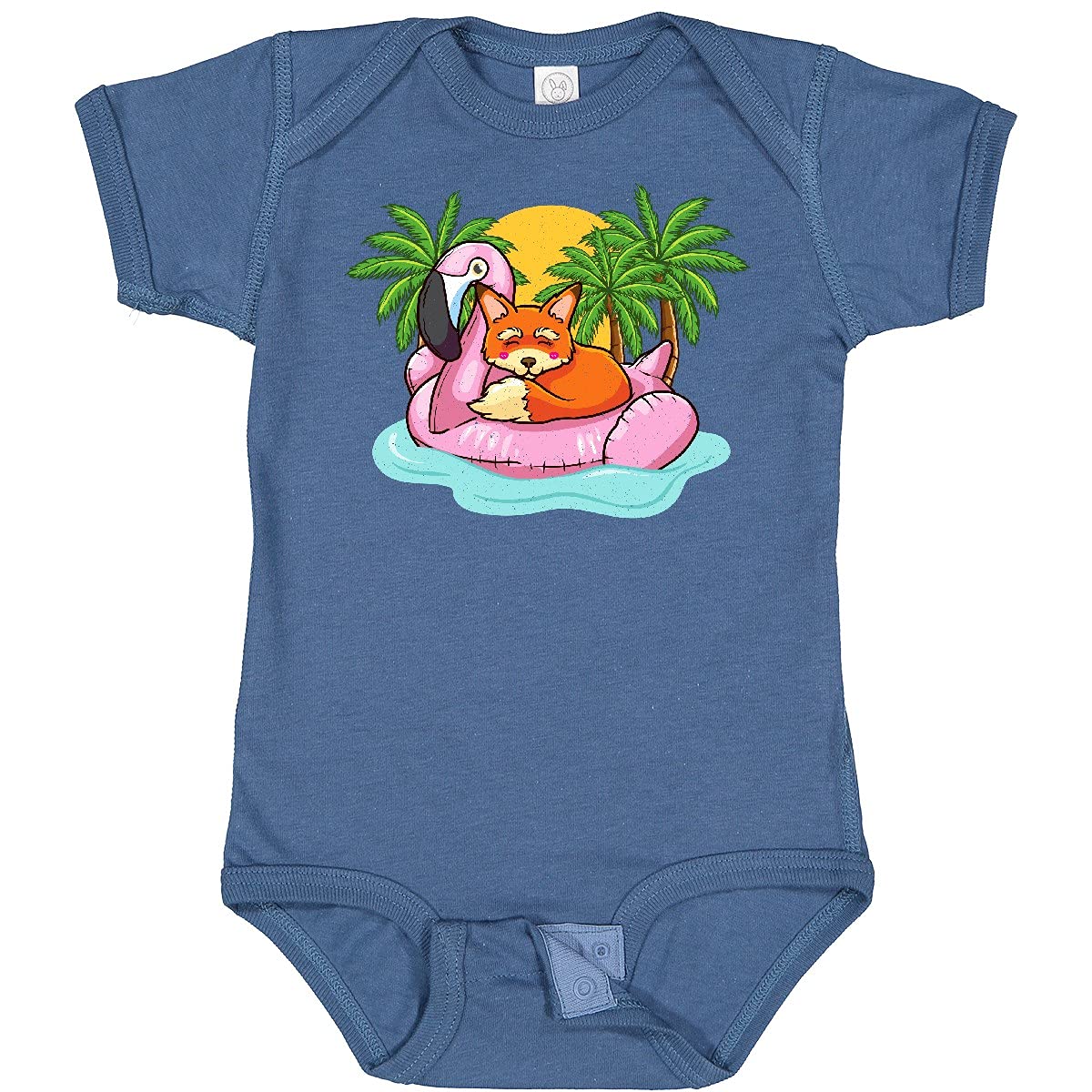 Inktastic Fox Flamingo Tropical Beach Vacation Baby Bodysuit - Cute Animal Print Onesie for Boys & Girls - Perfect for Summer Outings, Beach Trips & Family Photos