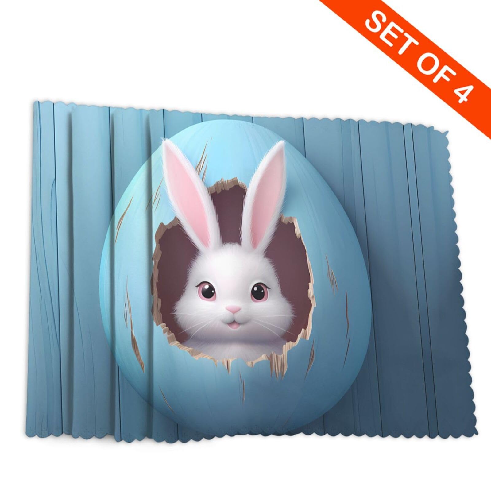 Funny Easter Bunny Cute Rabbit Eggs Placemats - Set of 4 Heat-Resistant Washable Non-Slip Table Mats for Dining - 12x18 Inches - Perfect for Easter Brunch, Spring Decorations & Holiday Table Settings