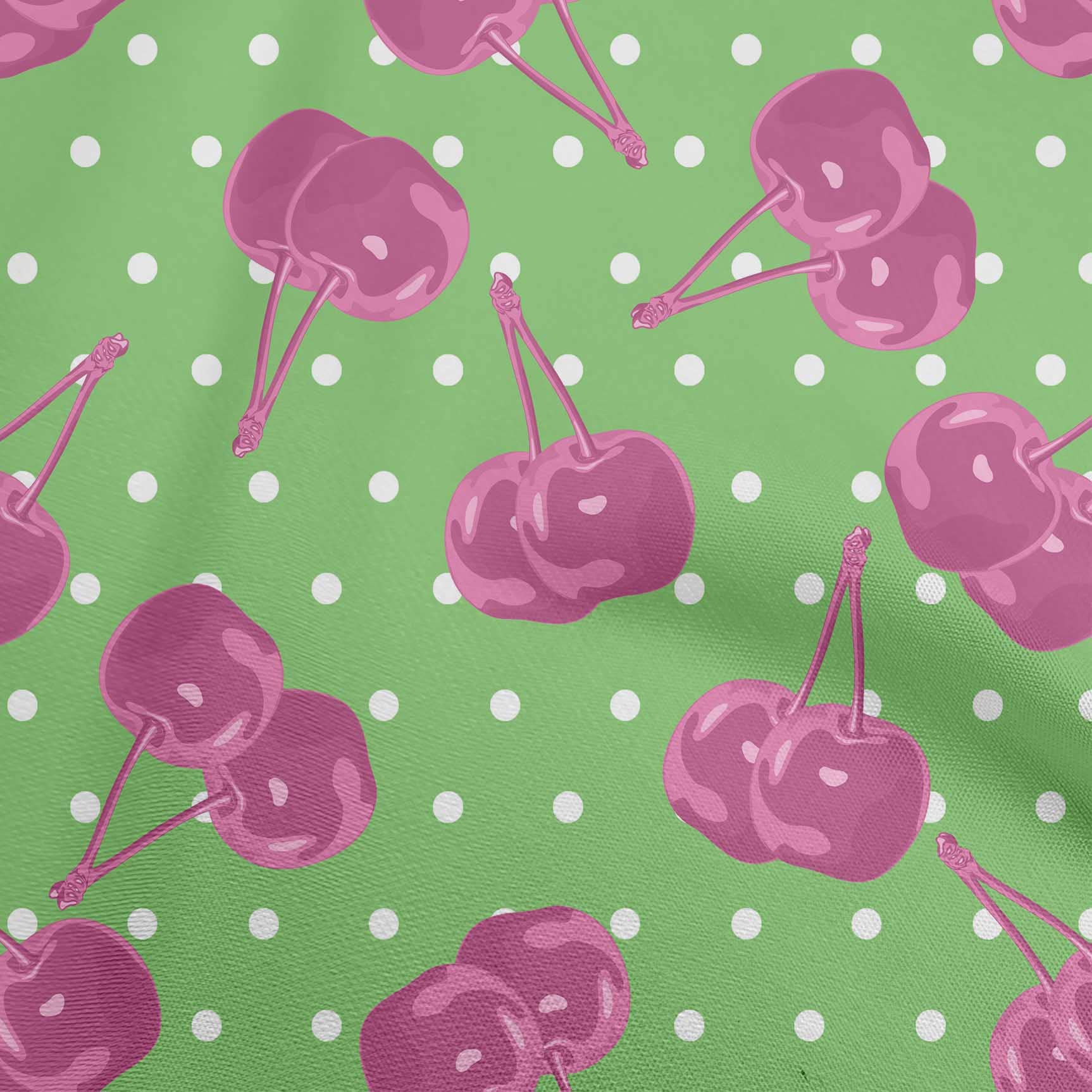 oneOone Velvet Pink Cherry Print Fabric by The Yard - 58 Inch Wide Soft Textile for DIY Clothing, Sewing Projects & Home Decor - Perfect for Dresses, Curtains & Crafting