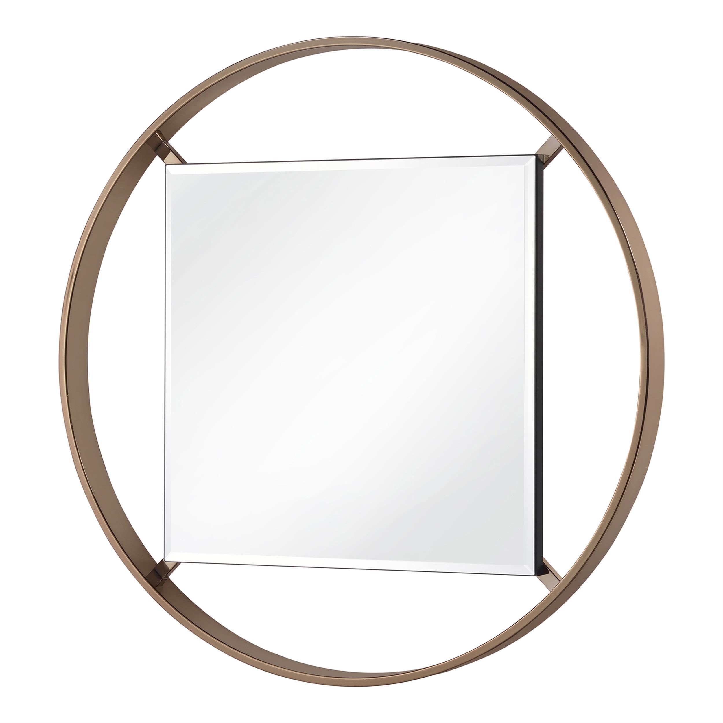 Furniture of America Norman Gold Champagne Metal Frame Beveled Wall Mirror - Elegant Home Decor for Living Room, Bedroom & Entryway