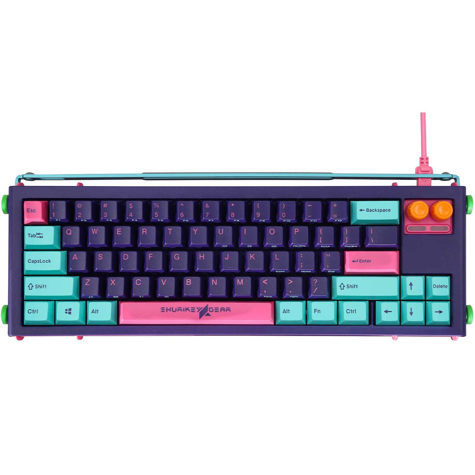 Shurikey 65% Wireless & Wired Mechanical Gaming Keyboard with White LED Backlit, Varmilo EC V2 Sakura Switch - Compatible with Windows, Mac OS, Android - Hanzo 003 - Perfect for Office Work, Gaming & Typing