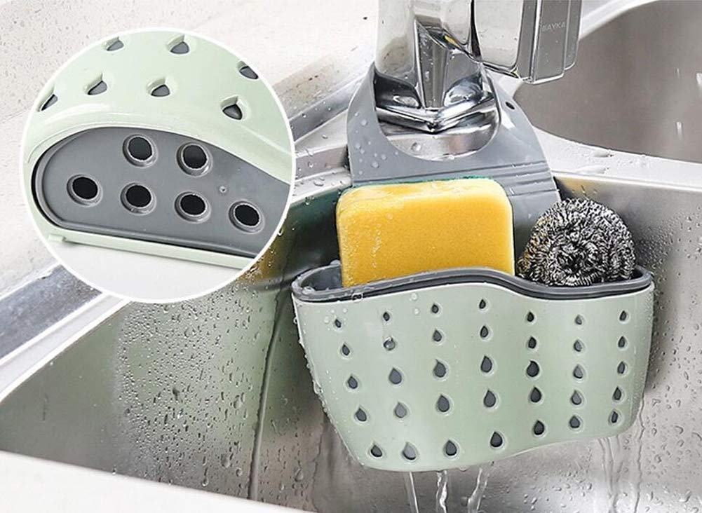2 Pack Kitchen Sink Organizer - Faucet Caddy Basket for Sponge & Soap Holder, Green | Perfect for Kitchen Sink Organization & Cleaning Supplies Storage