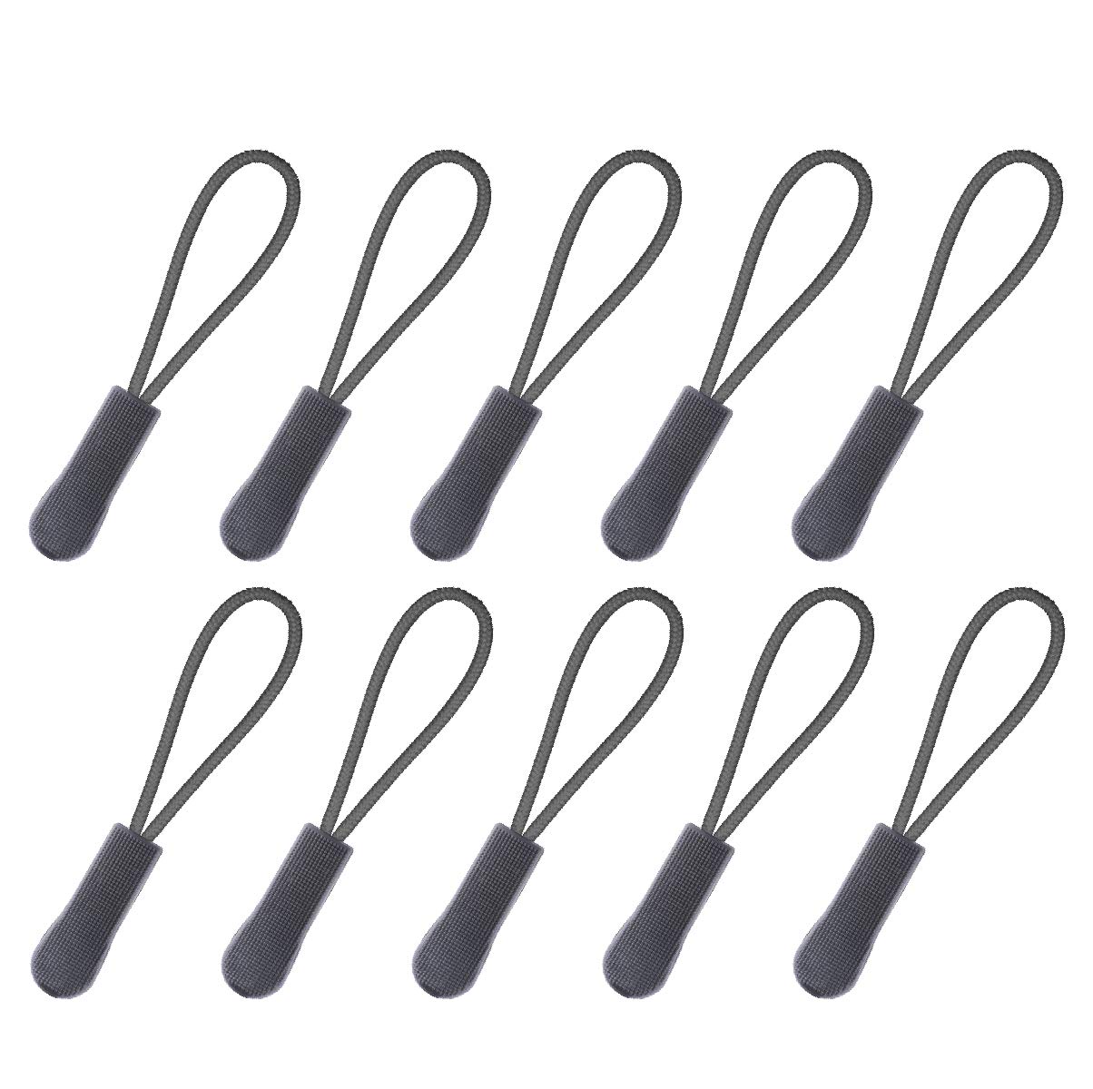 BEADNOVA Heavy Duty Nylon Zipper Pull Cord - Non-Slip Textured Grip, Durable Extension for Suitcases, Luggage, Backpacks, Jackets & Bags (10 Pack, Grey) - Perfect for Travel, Outdoor Gear & Clothing Accessories