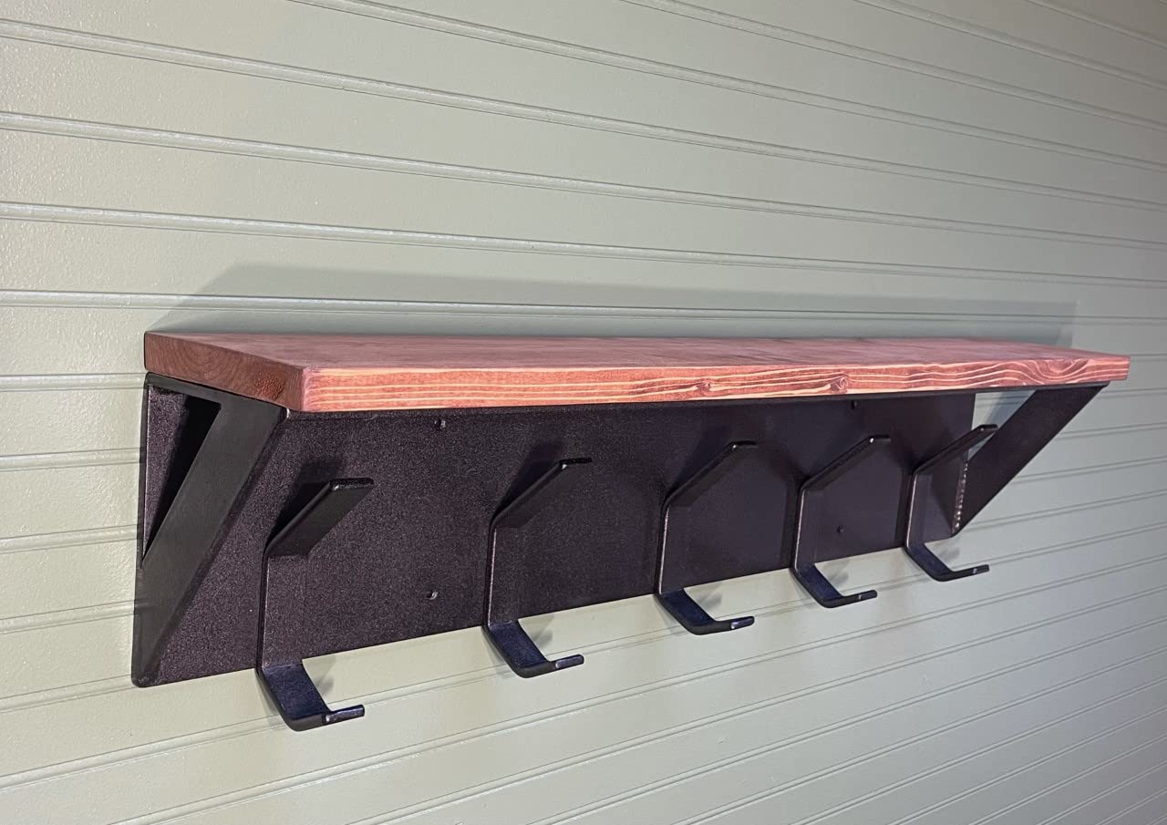 Farmhouse Coat Rack with Wood Top - 30 Inch Wall Mounted Entryway Organizer, Flat Textured Black Finish for Hats, Scarves & Keys | Perfect for Mudroom, Hallway & Small Space Entry Decor