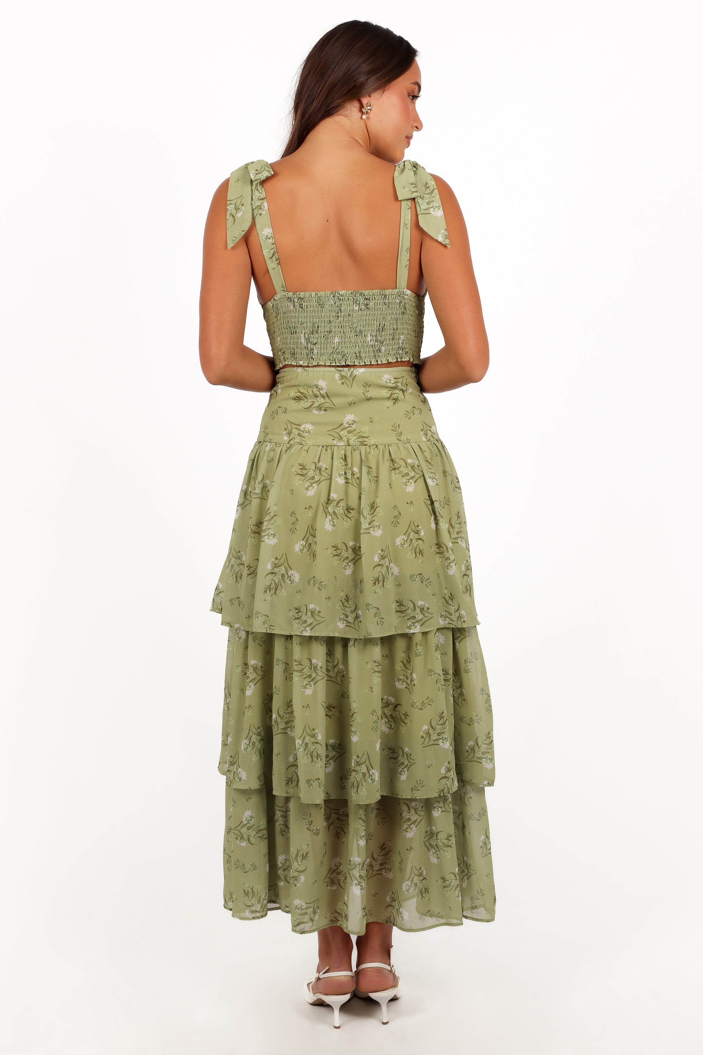 Dorothy Two Piece Set - Sage Botanica Floral Print Women's Outfit | Perfect for Spring Brunch, Garden Parties & Summer Vacations