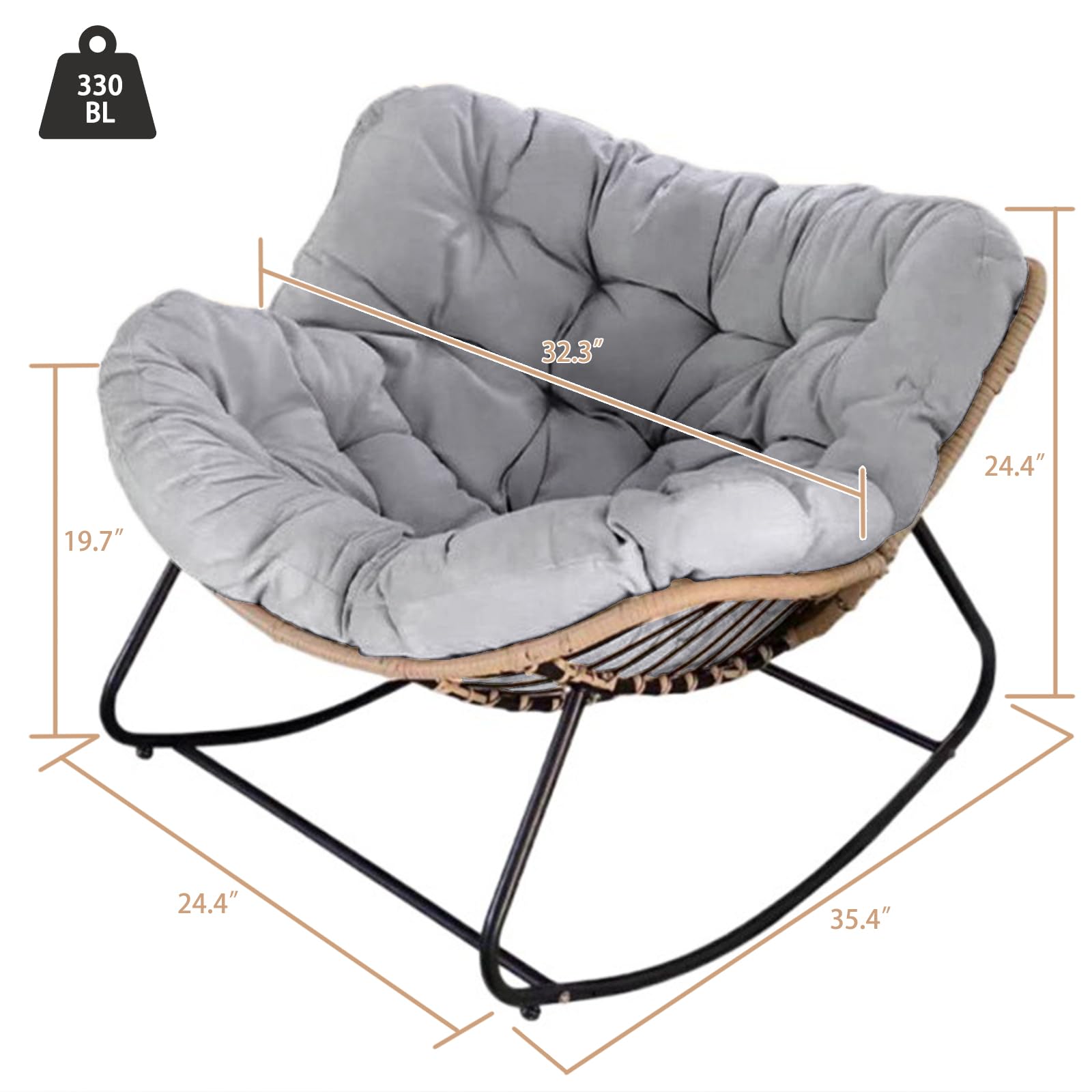 Comfortable Patio Rocking Chairs - Outdoor Lounge Chair with Cushion for Bedroom, Living Room, Porch & Garden - Perfect for Relaxing, Reading & Enjoying Nature