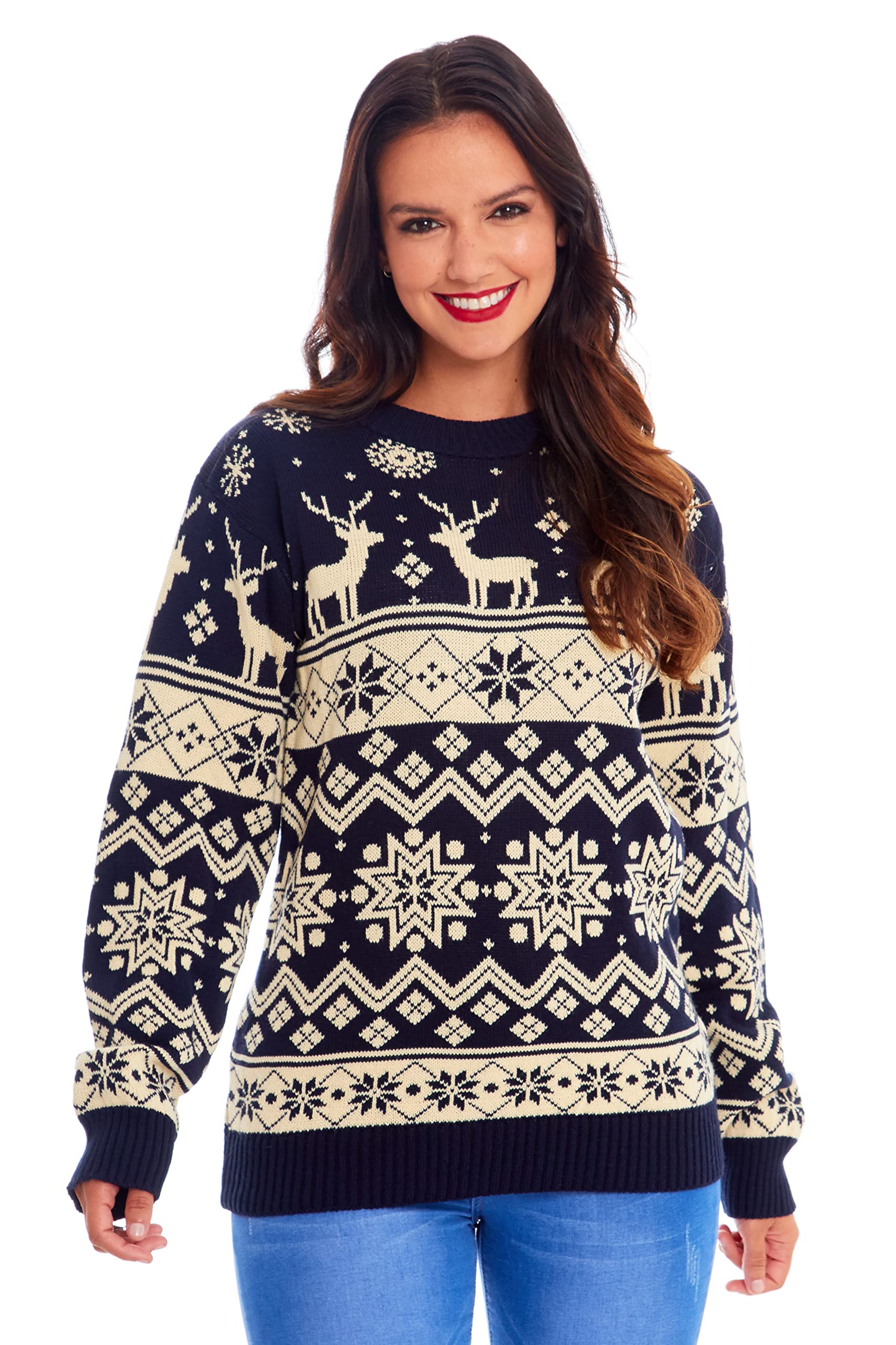 Festive Christmas Fairisle Santa Sweater for Men & Women - Unisex Holiday Party Jumper in Sizes S-4XL - Perfect for Ugly Sweater Contests, Office Parties & Family Gatherings