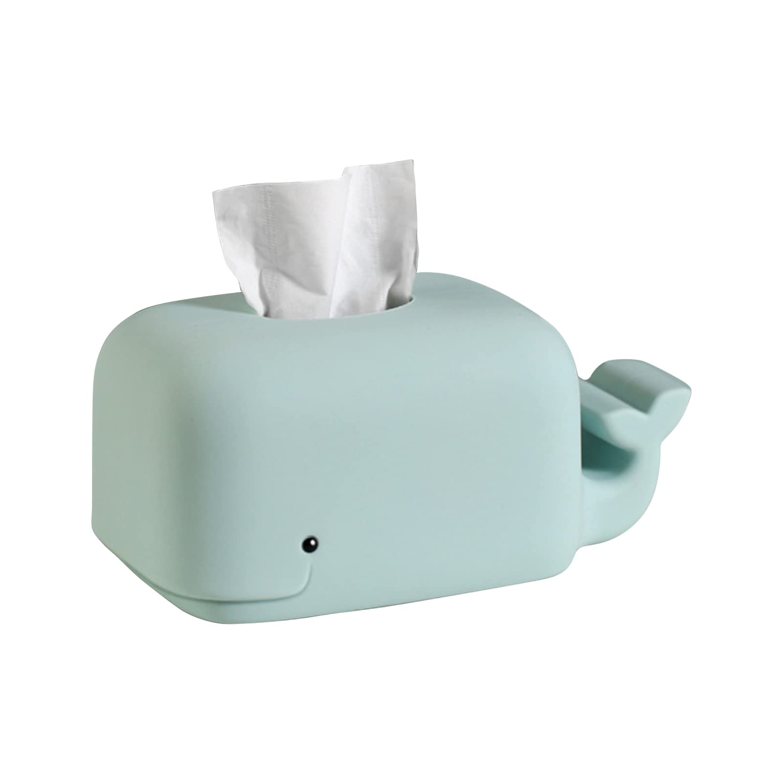 Whale Silicone Tissue Box Cover - Cute Tissue Dispenser Holder for Facial Tissues & Napkins | Phone & Tablet Stand | Office & Living Room Organizer (Light Blue) | Perfect for Home Decor, Desk Accessories & Gift Ideas